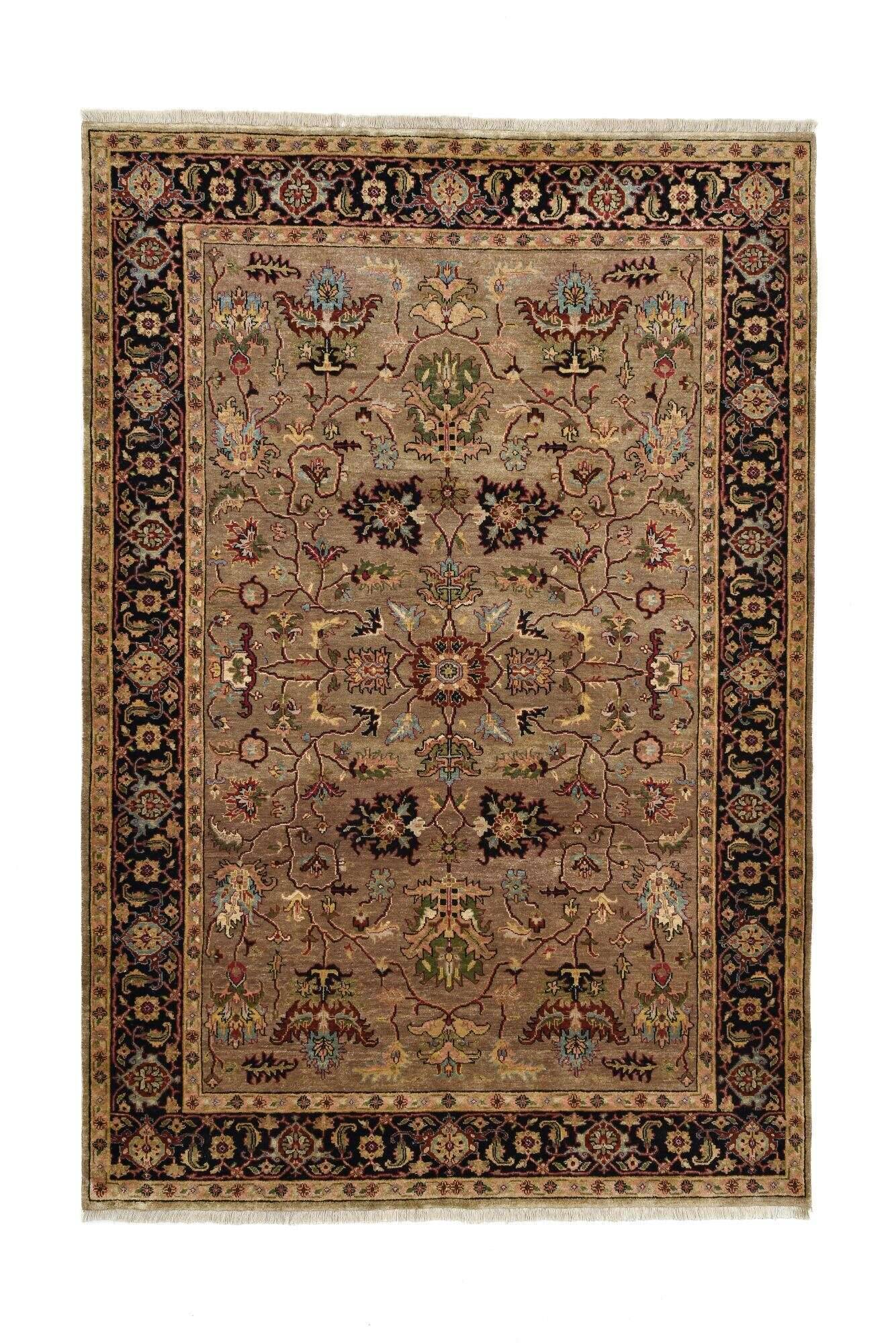 amara_006sarugh_655grey-multi_420584_1 Amara Klassischer Teppich reine Schurwolle Handgeknüpft 182x267cm beige