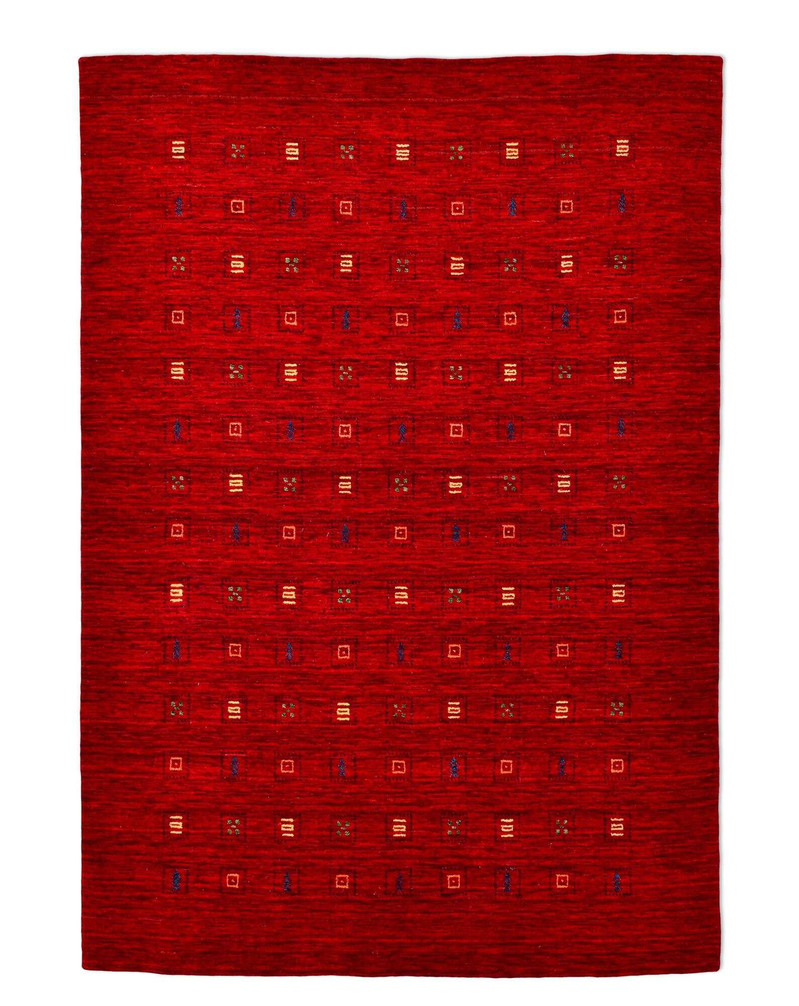 Gabbeh Teppich 160x230cm Handgeknüpft Schurwolle rot