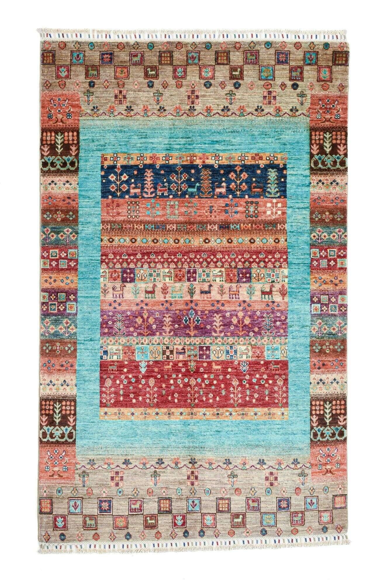 Klassischer Ziegler Teppich Kandashah Handgeknüpft 121x197cm bunt