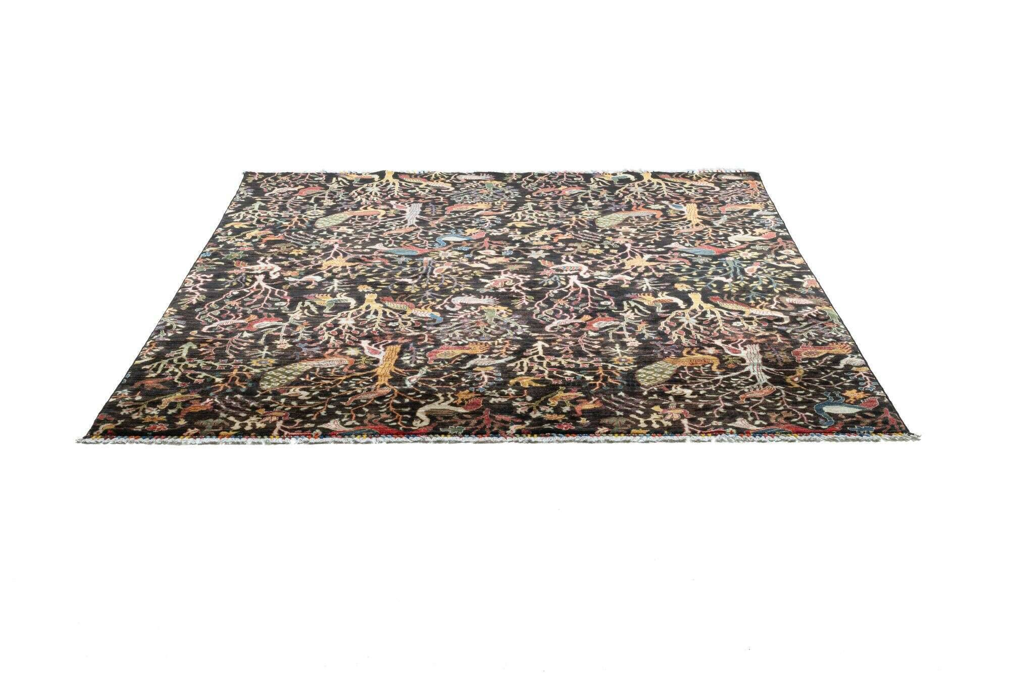 kandashah_57_610blackmulti_431689_23 Orientteppich 242x296 cm Handgeknüpft Kandashah schwarz Schurwolle