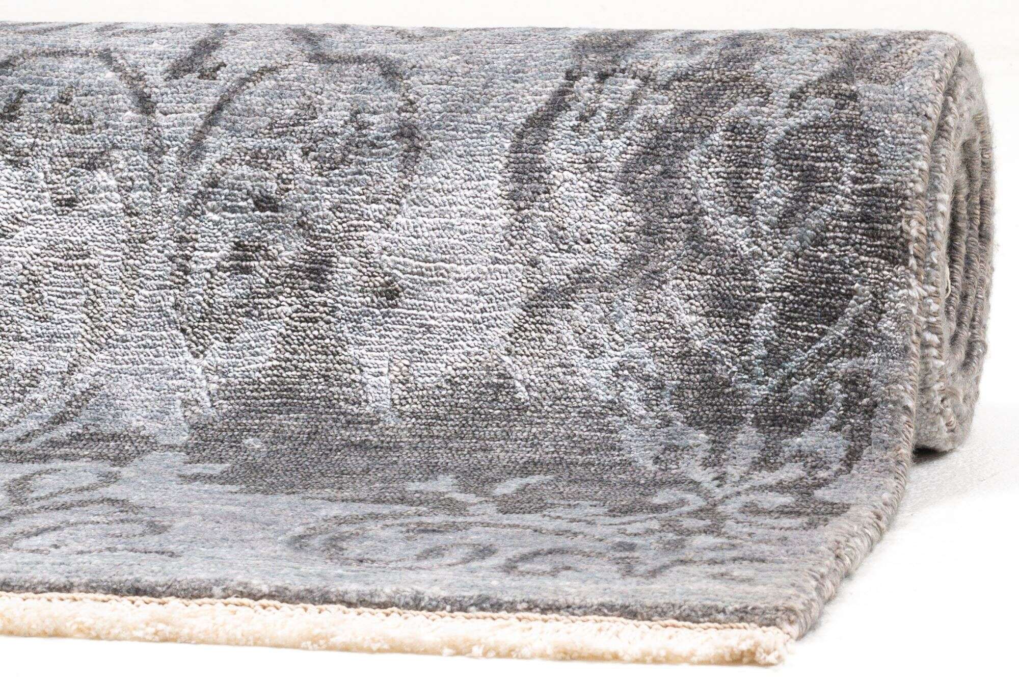 Design Teppich Queensland Handgeknüpft 170x240cm Viskose grau