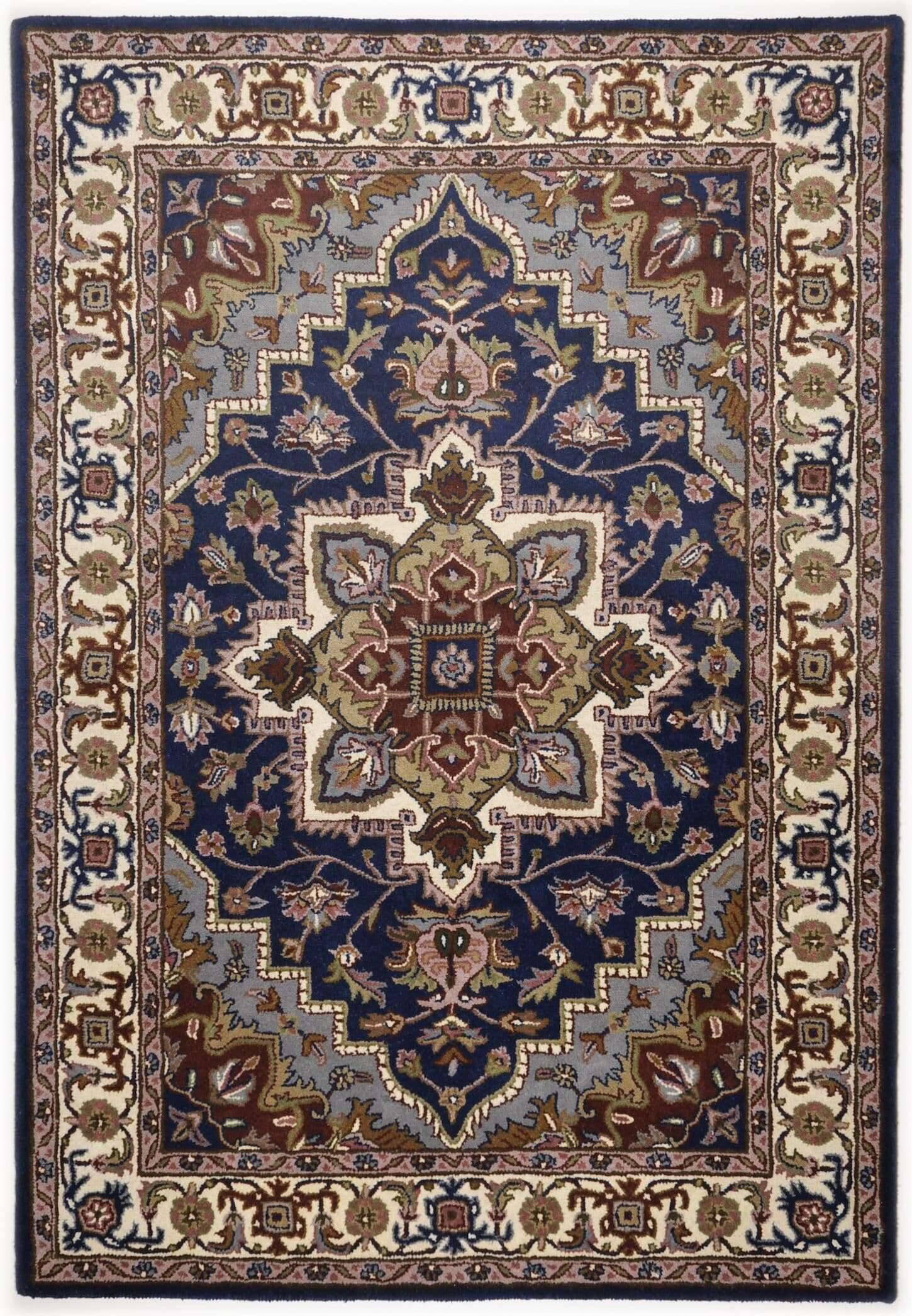 Royal_heriz_blaucreme_300423_1Mp3EZso7D9p9H Royal Heriz Handgetuftet Orientteppich Wolle