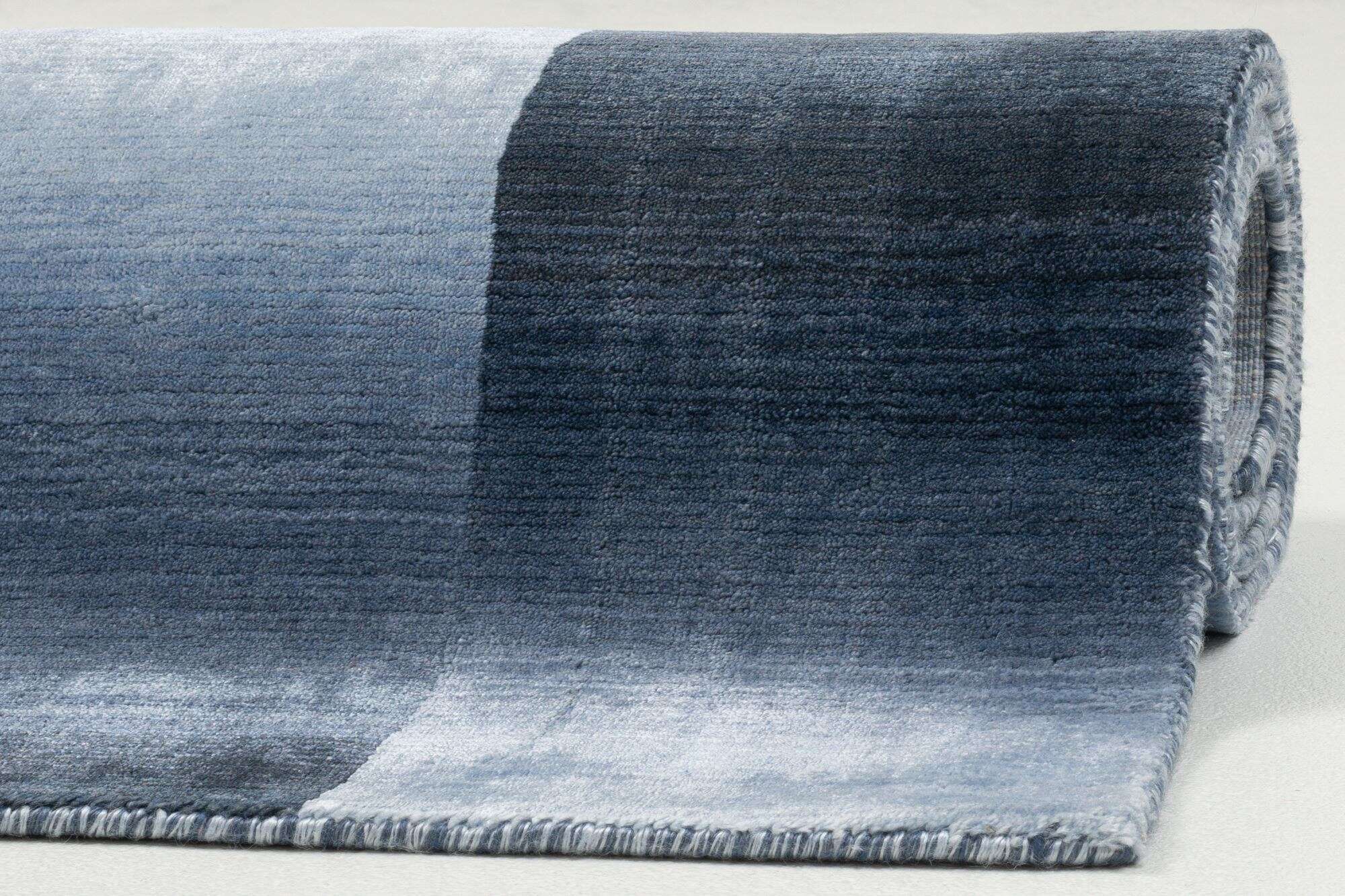 Teppich Modern 160x230cm Palmyra Handgearbeitet Viskose blau