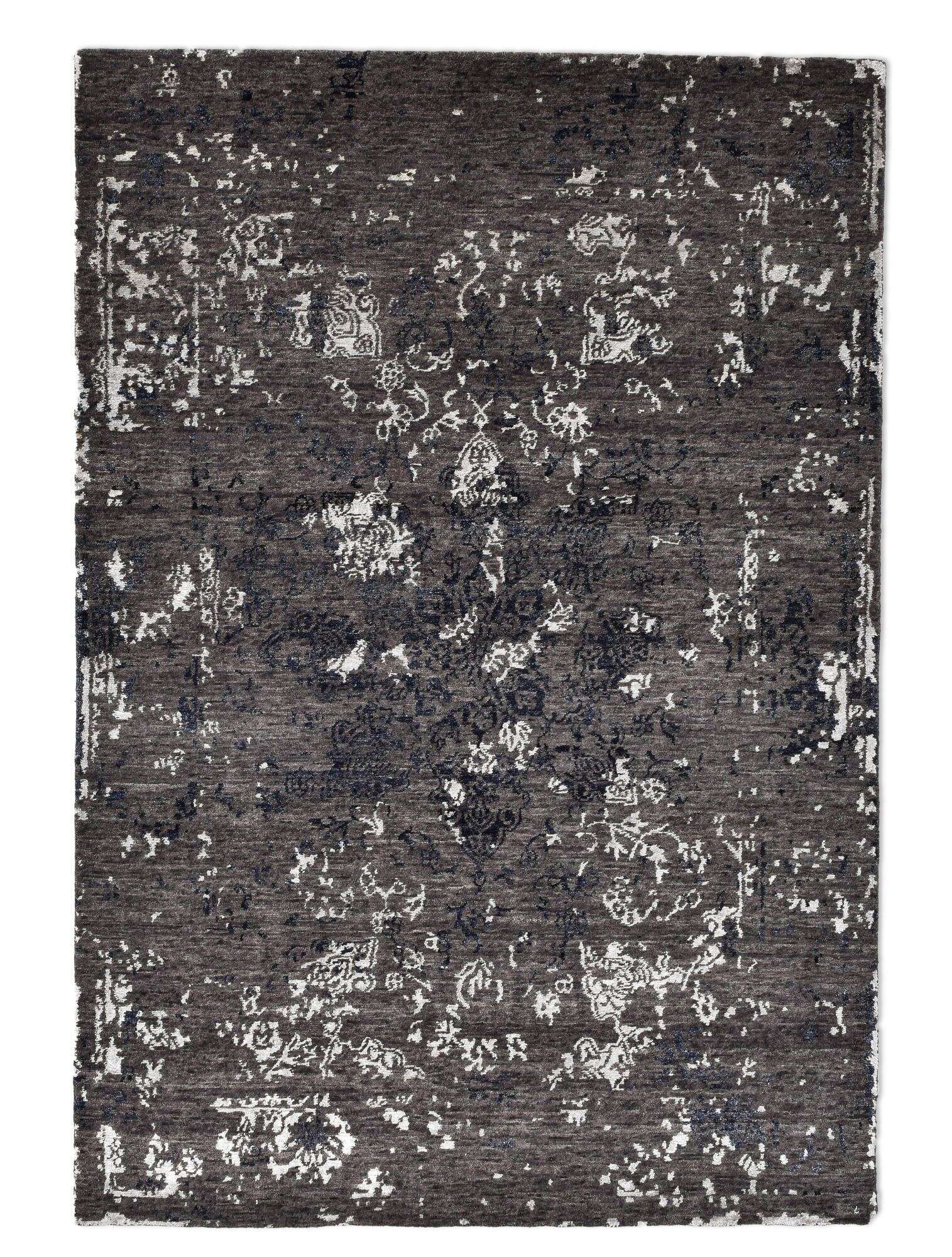 Vintage Teppich Queenscity 160x230cm Handgeknüpft Wolle Viskose grau