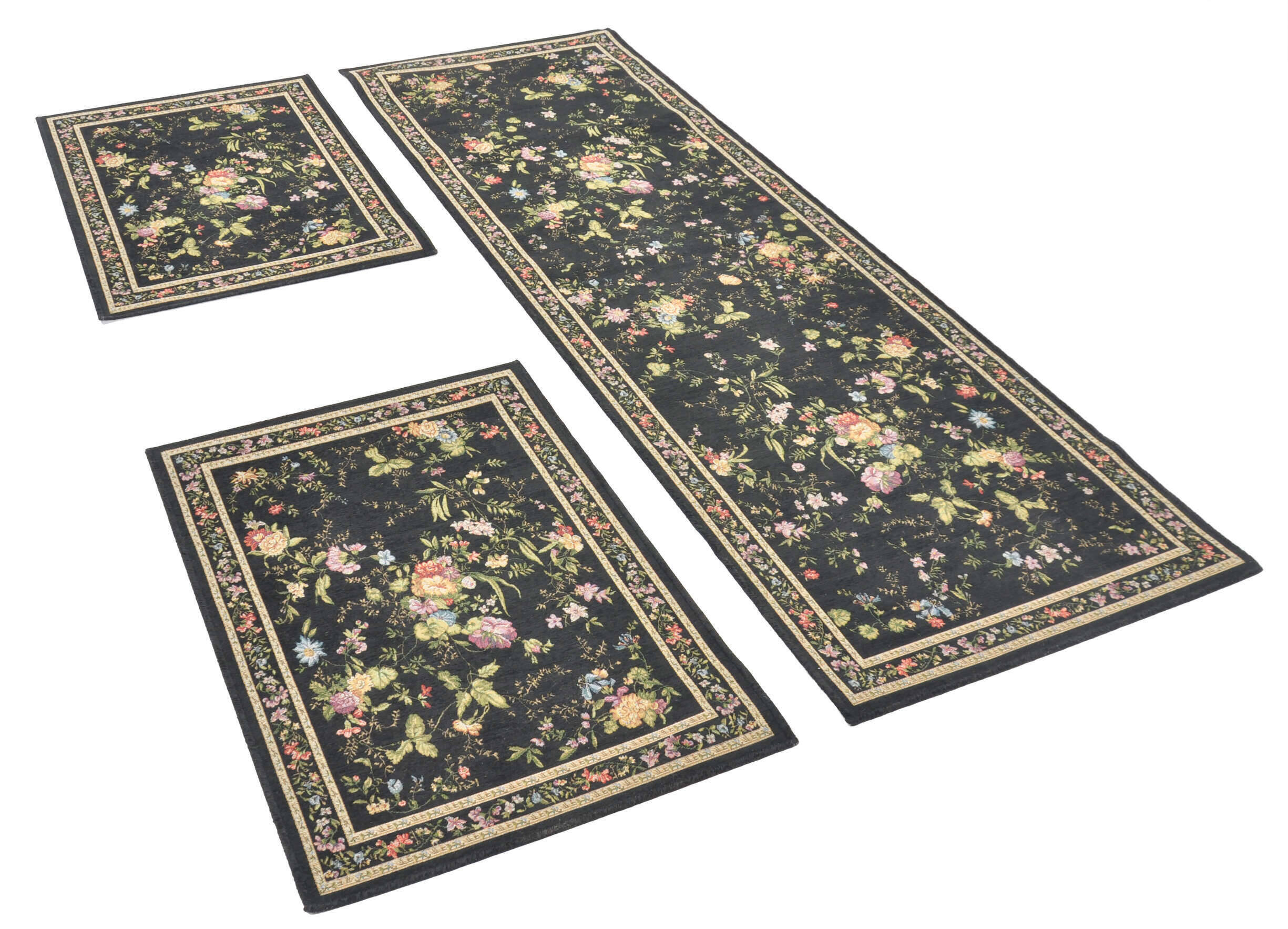 Flomi_Sagrini_600Black_419934_2 Flomi Sagrini Flachgewebe Blumendesign Teppich Modern