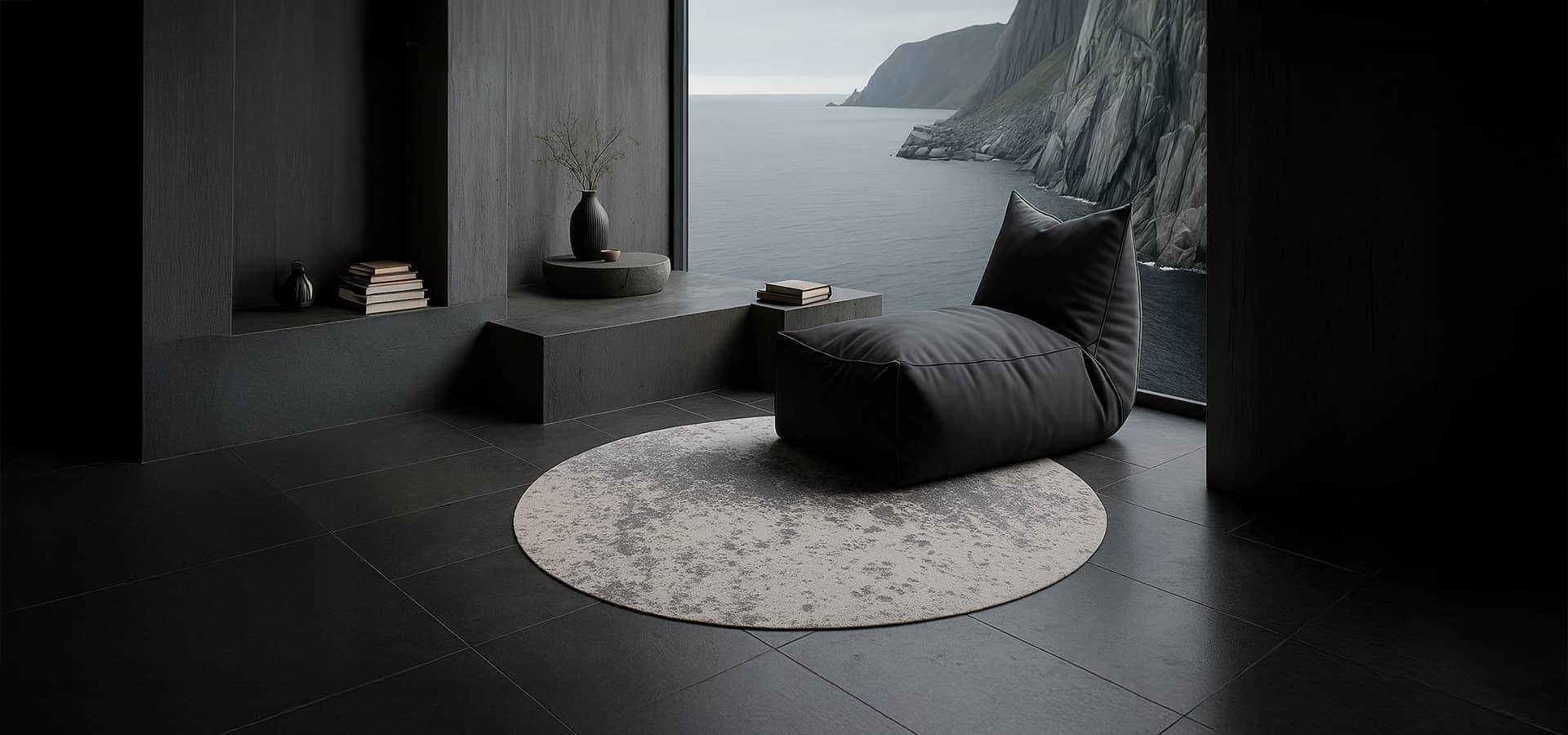 Moderner Teppich Moon Light Gray rund 200cm