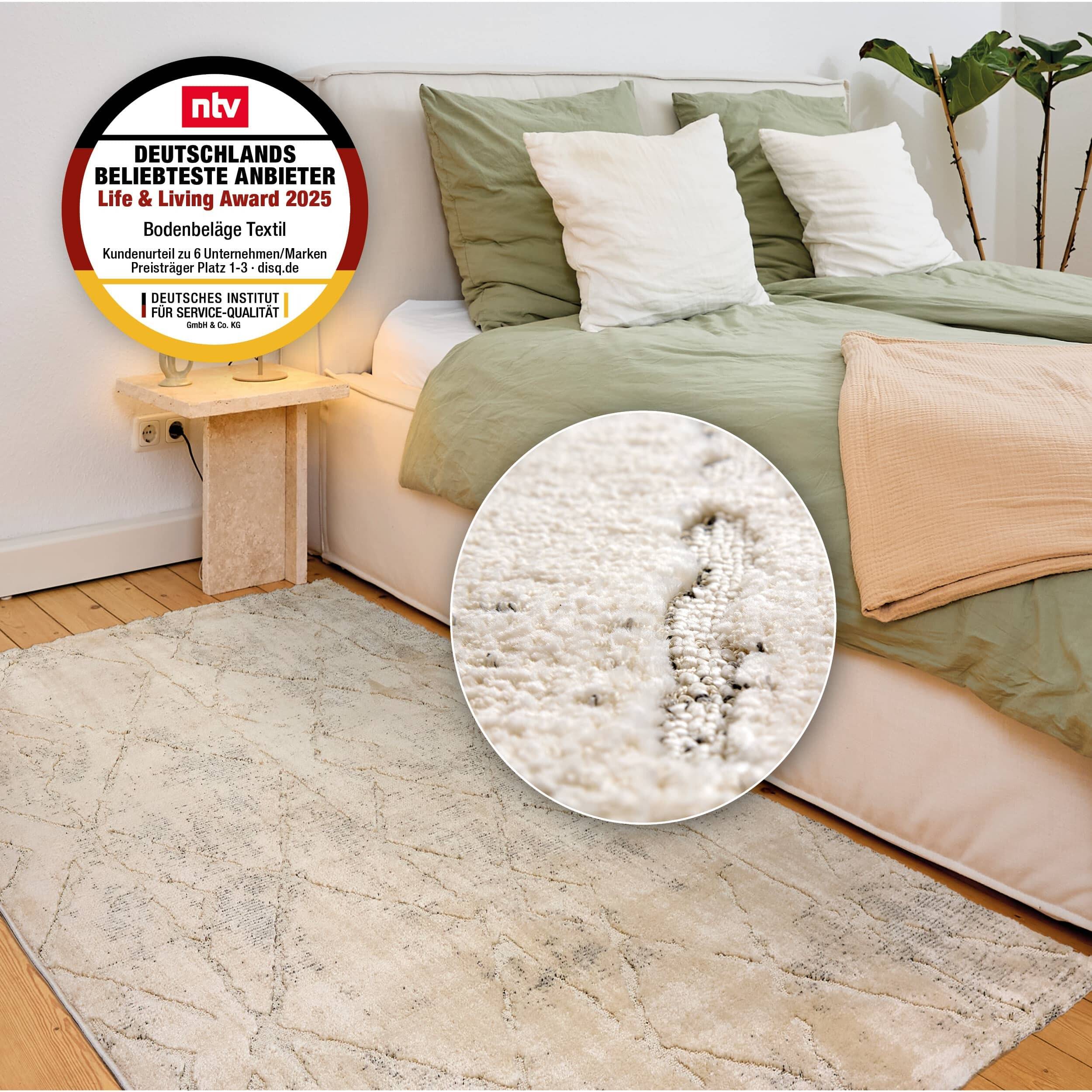 Wohnteppich Lou D.254 C.003 Rauten creme-grau
