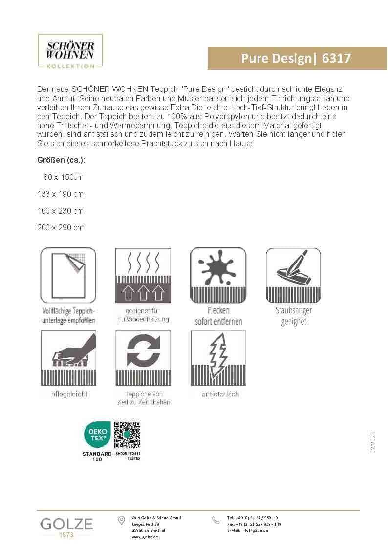 Teppich PURE DESIGN 6317-241-040 von SCHÖNER WOHNEN Teppich PURE DESIGN 6317-241-040 von SCHÖNER WOHNEN