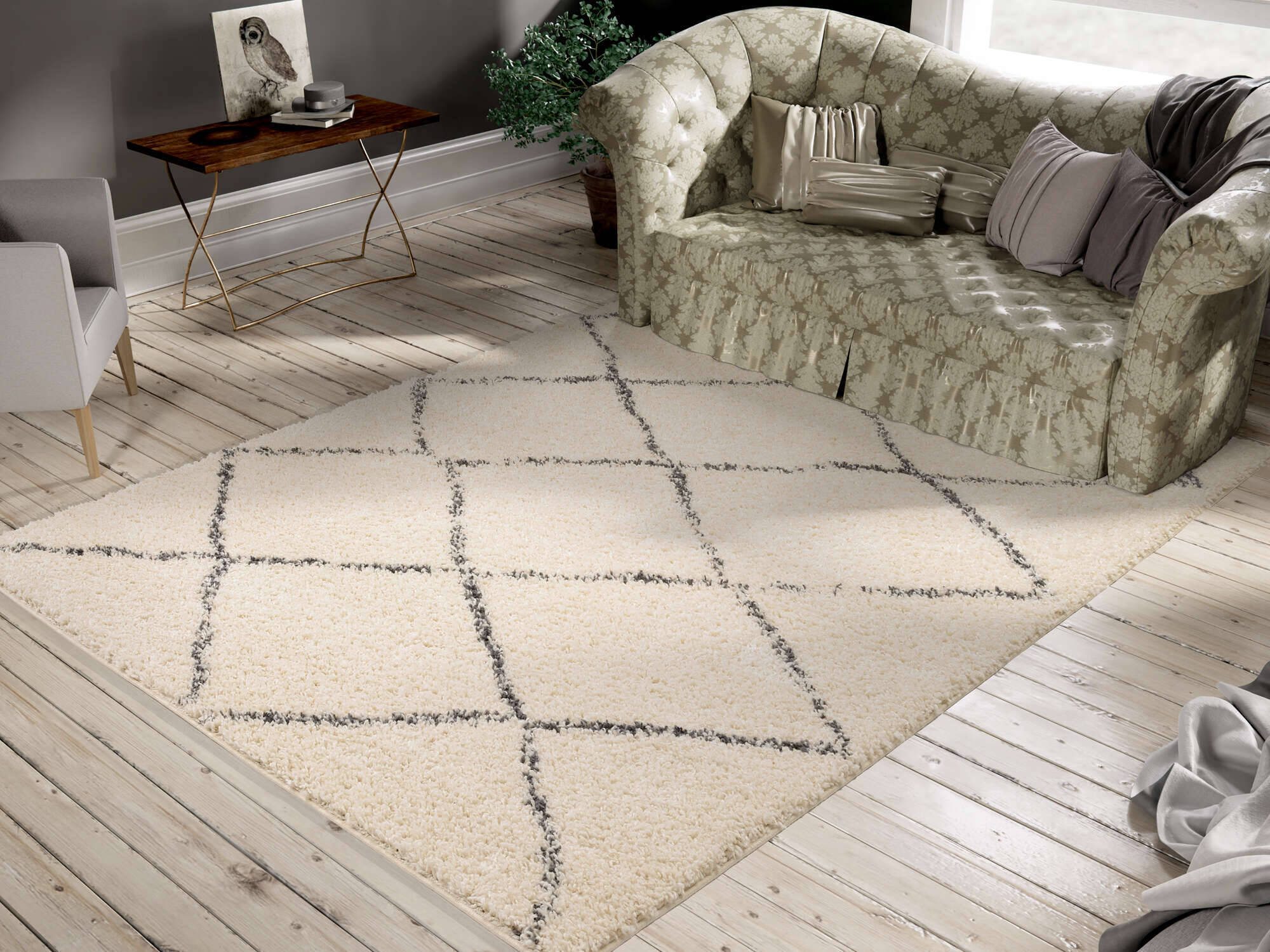 STO01-686-1 Stockholm Teppich Modern Boho Hochflor