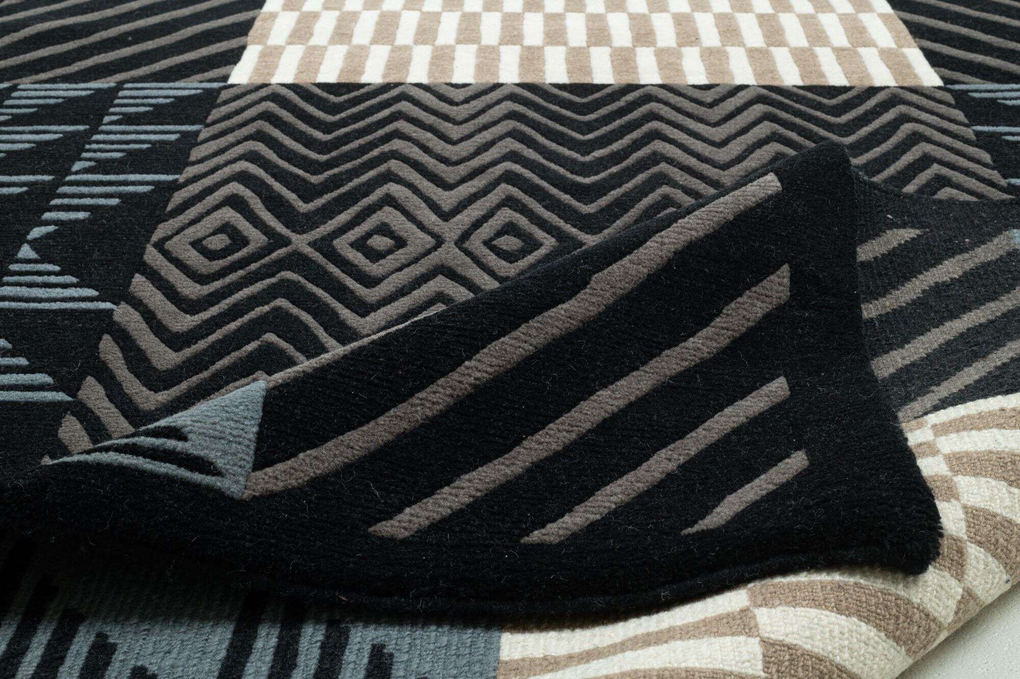 Nepal Teppich Baktapur Elegance Design Handgeknüpft 160x230 cm schwarz