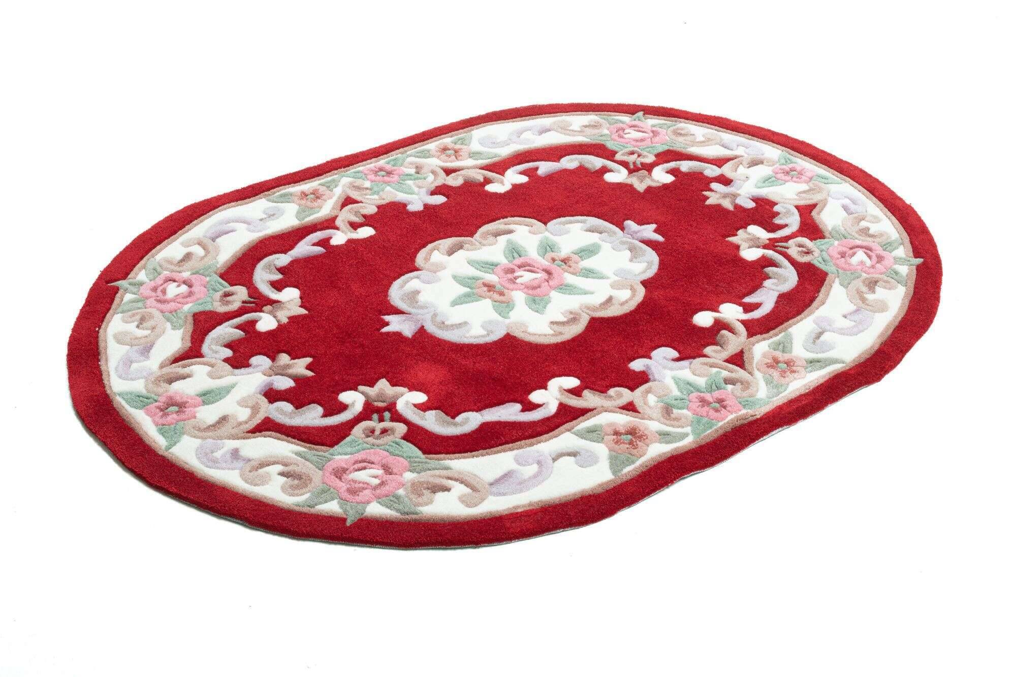 mingoval_501_200red_300737_2 Ming Aubusson China Teppich rot oval Teppich mit Blumen