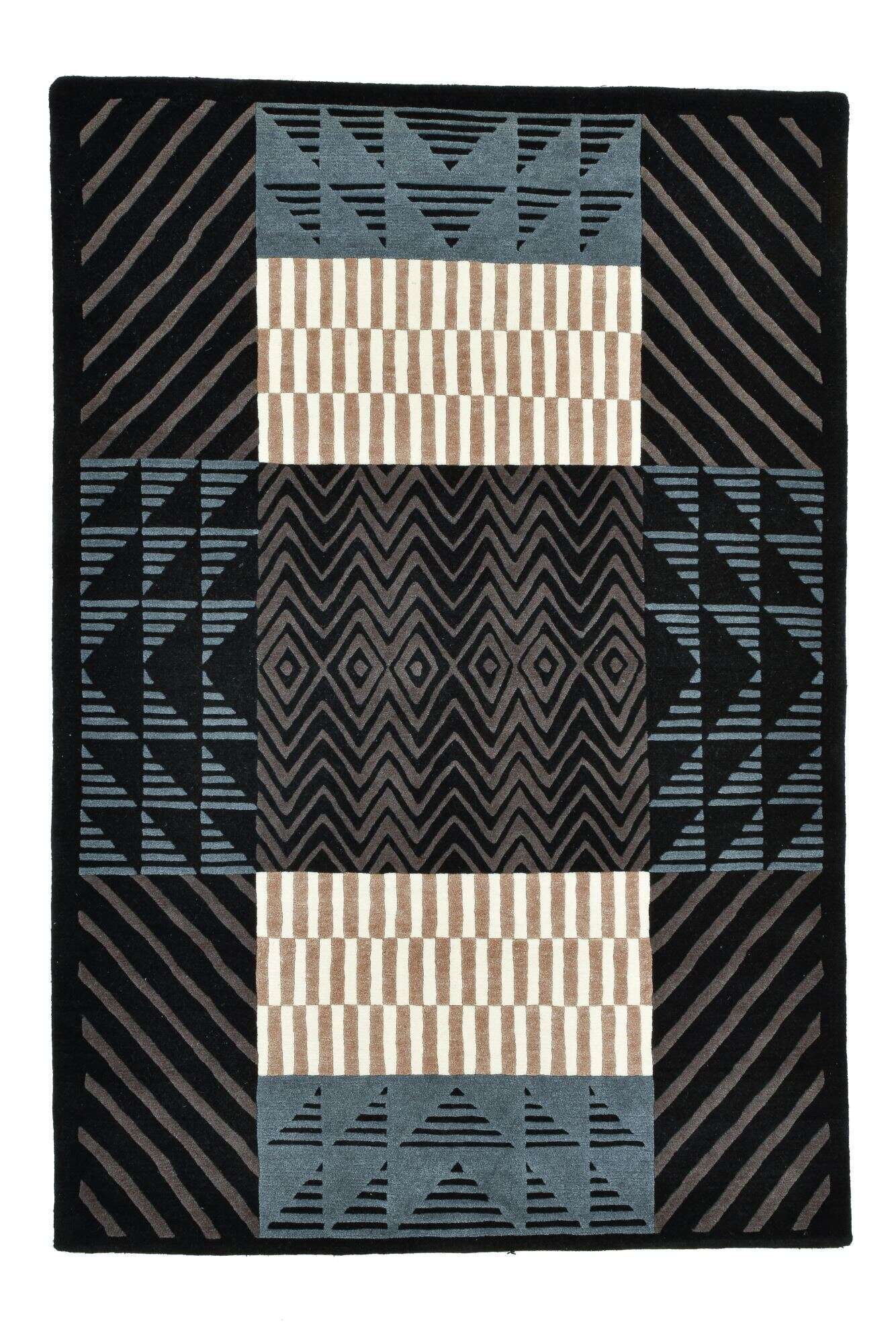 Nepal Teppich Baktapur Elegance Design Handgeknüpft 160x230 cm schwarz