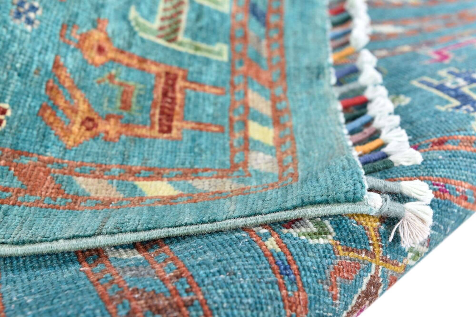 kandashah_1169_723turquoisemulti_427132_9 Kandashah Ziegler Teppich Orient 155x219cm Handgeknüpft Schurwolle