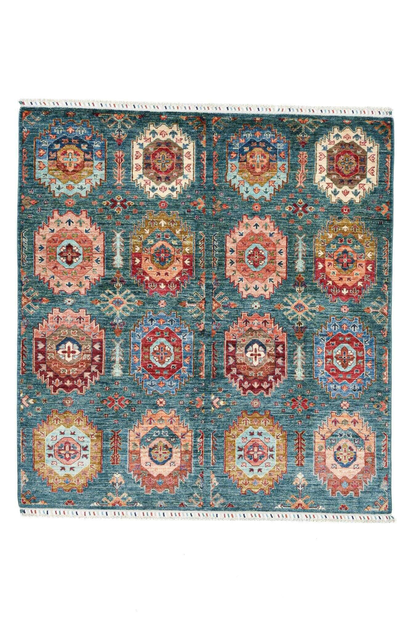 Klassischer Ziegler Teppich Kandashah Handgeknüpft 172x184cm bunt