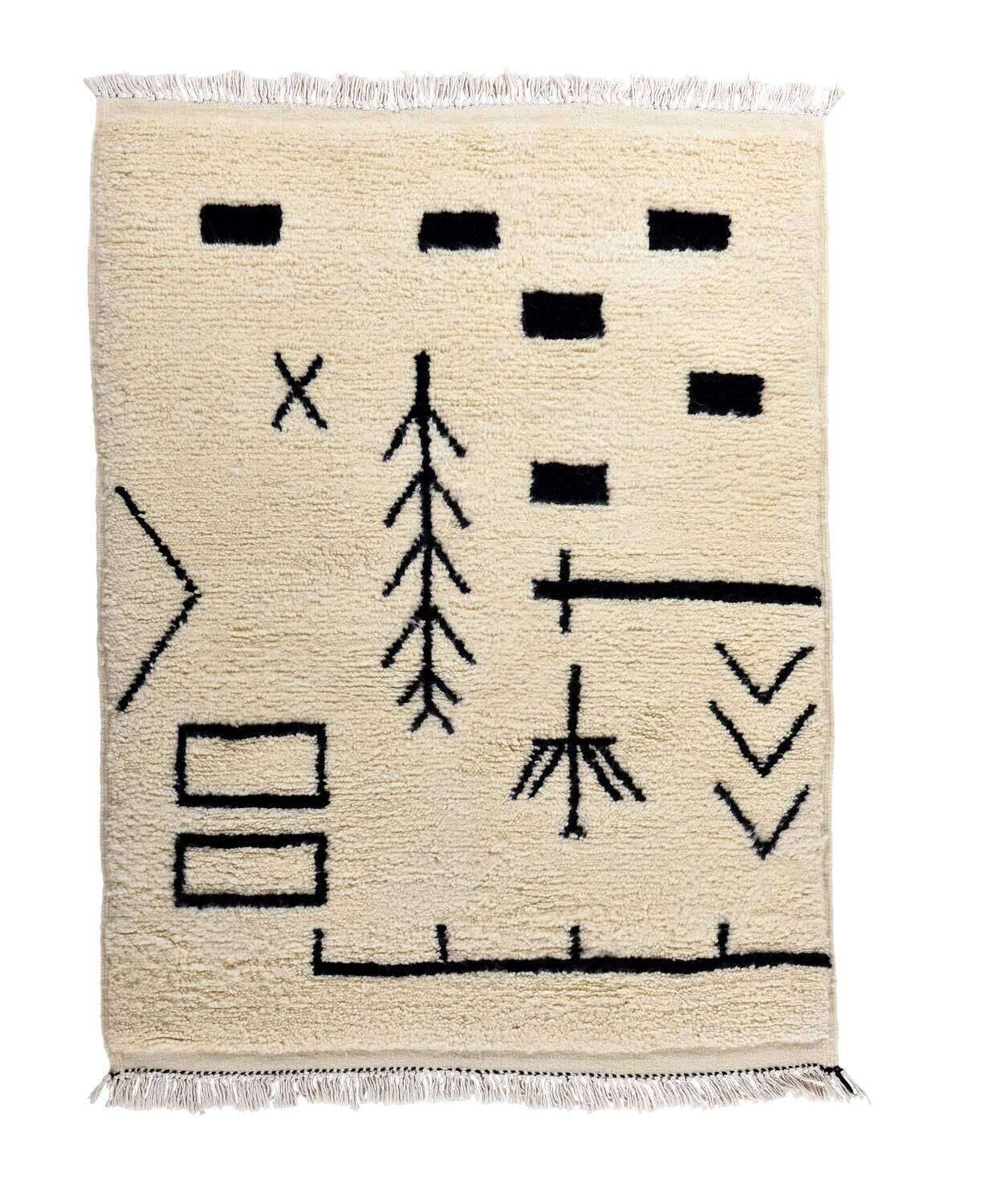 BenniUrein_2007_997Blanc_426555_1 Teppich Beni Ourain 100x150 cm Schafwolle