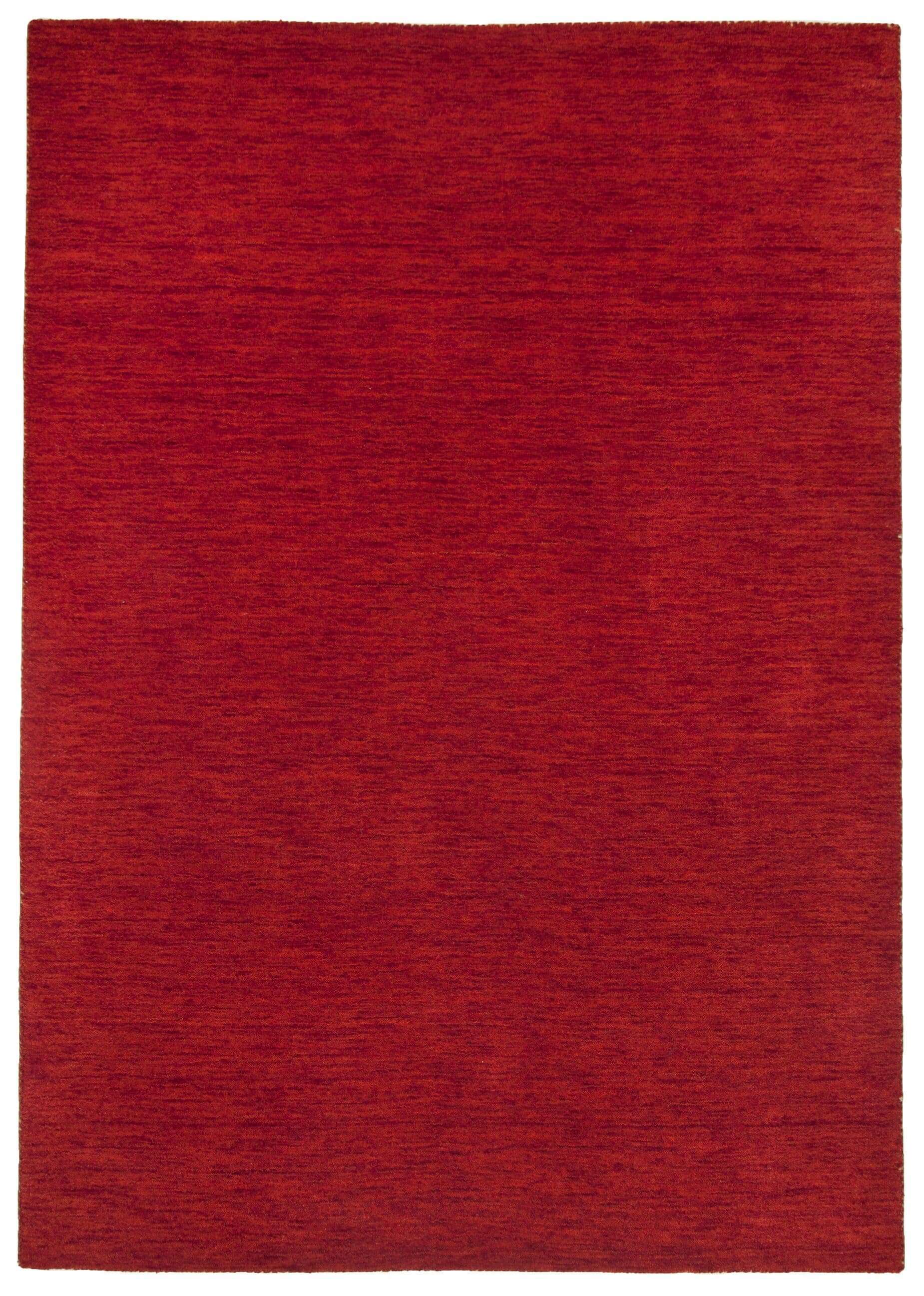 Teppich Haltu Einfarbig reine Wolle rot im Wunschmaß