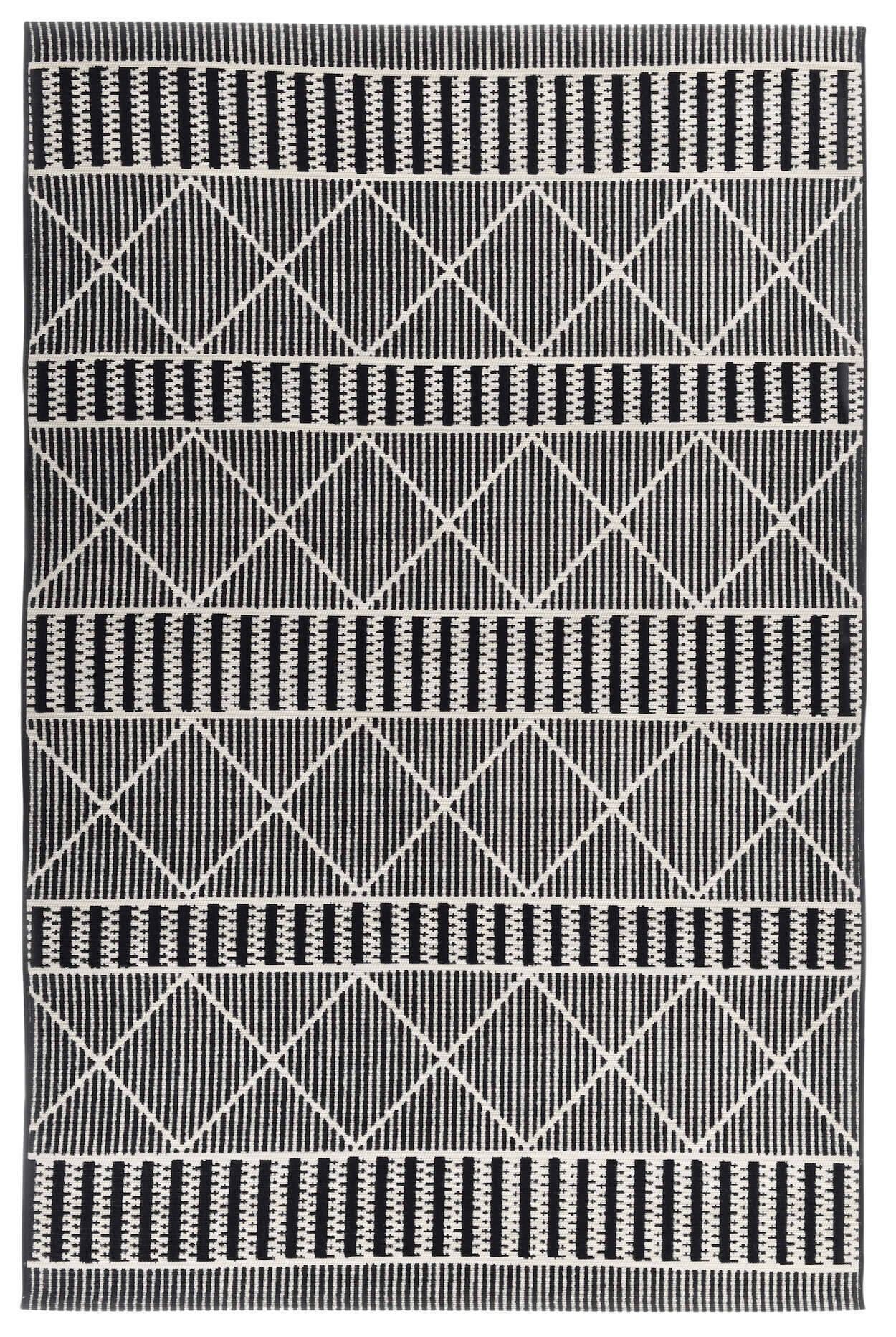 FunkyOutdoor_Geometric_600black_426432_1 Tom Tailor FUNKY IN- OUTDOOR Teppich Geometric Flachgewebe