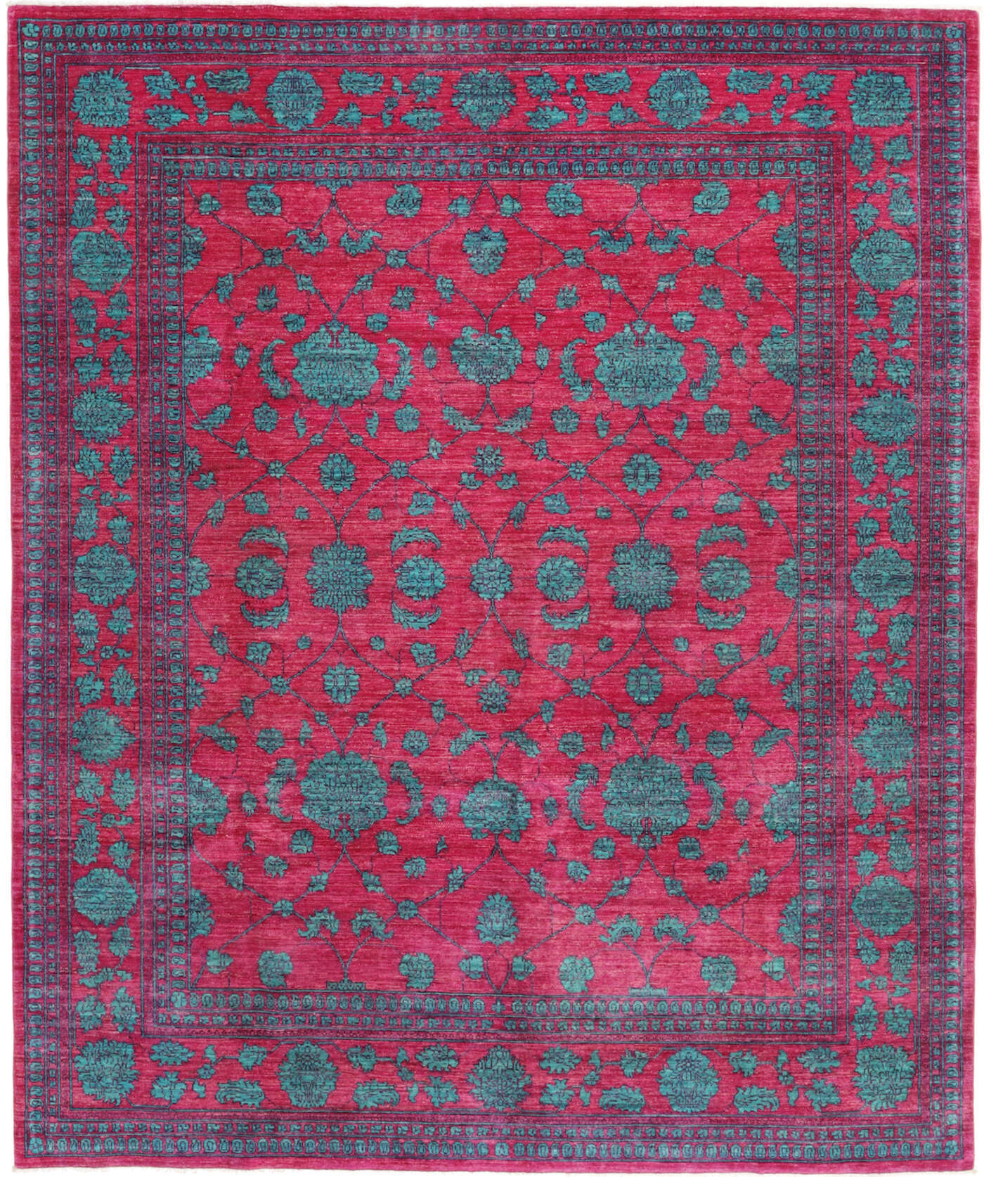 Ziegler Teppich 246x298 cm Orientteppich pink - blau Handgeknüpft Wolle
