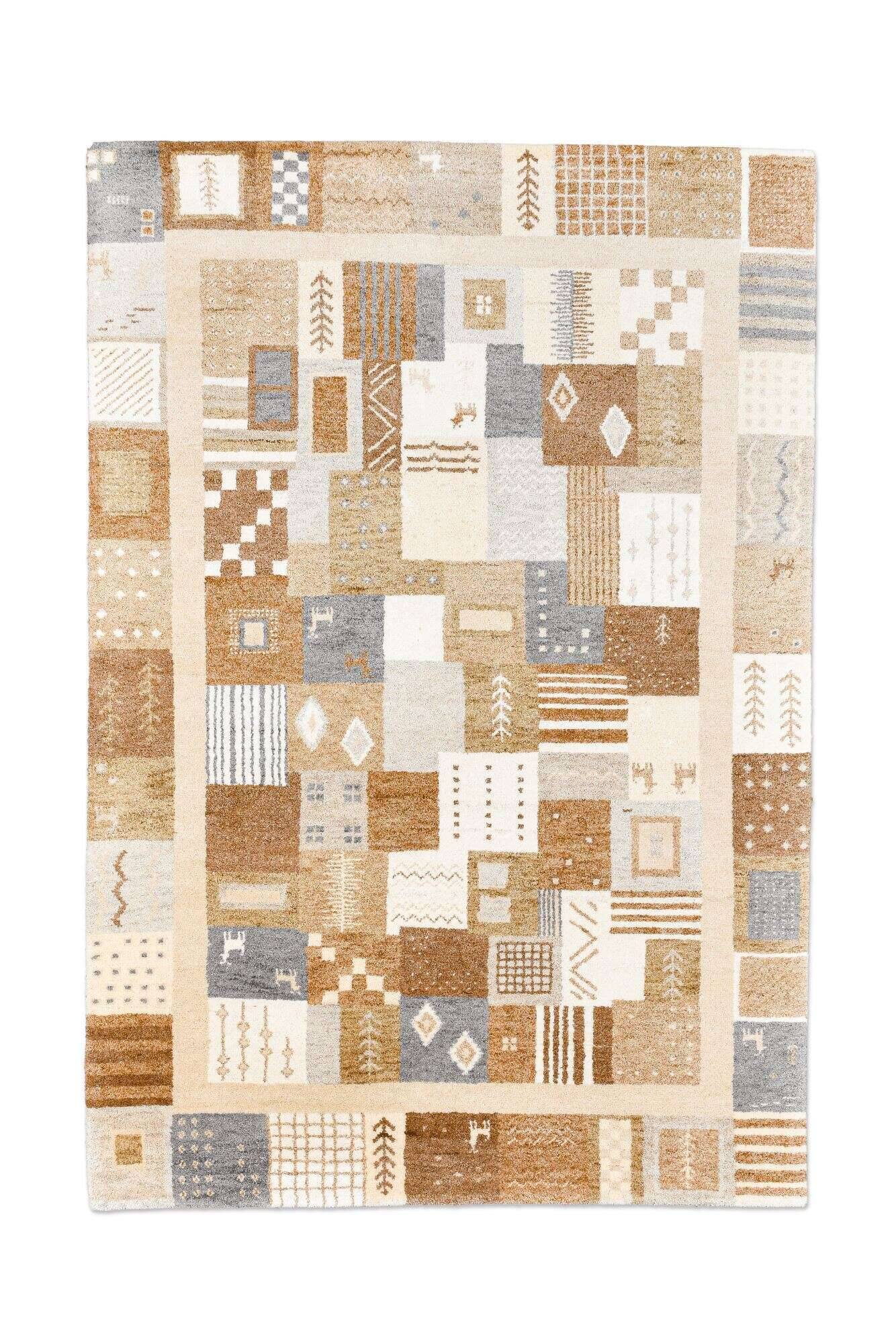 nomade_zo-1998-16_653greymulti_408008_1 Gabbeh Teppich Nomaden 160x230cm Handgeknüpft Schurwolle beige