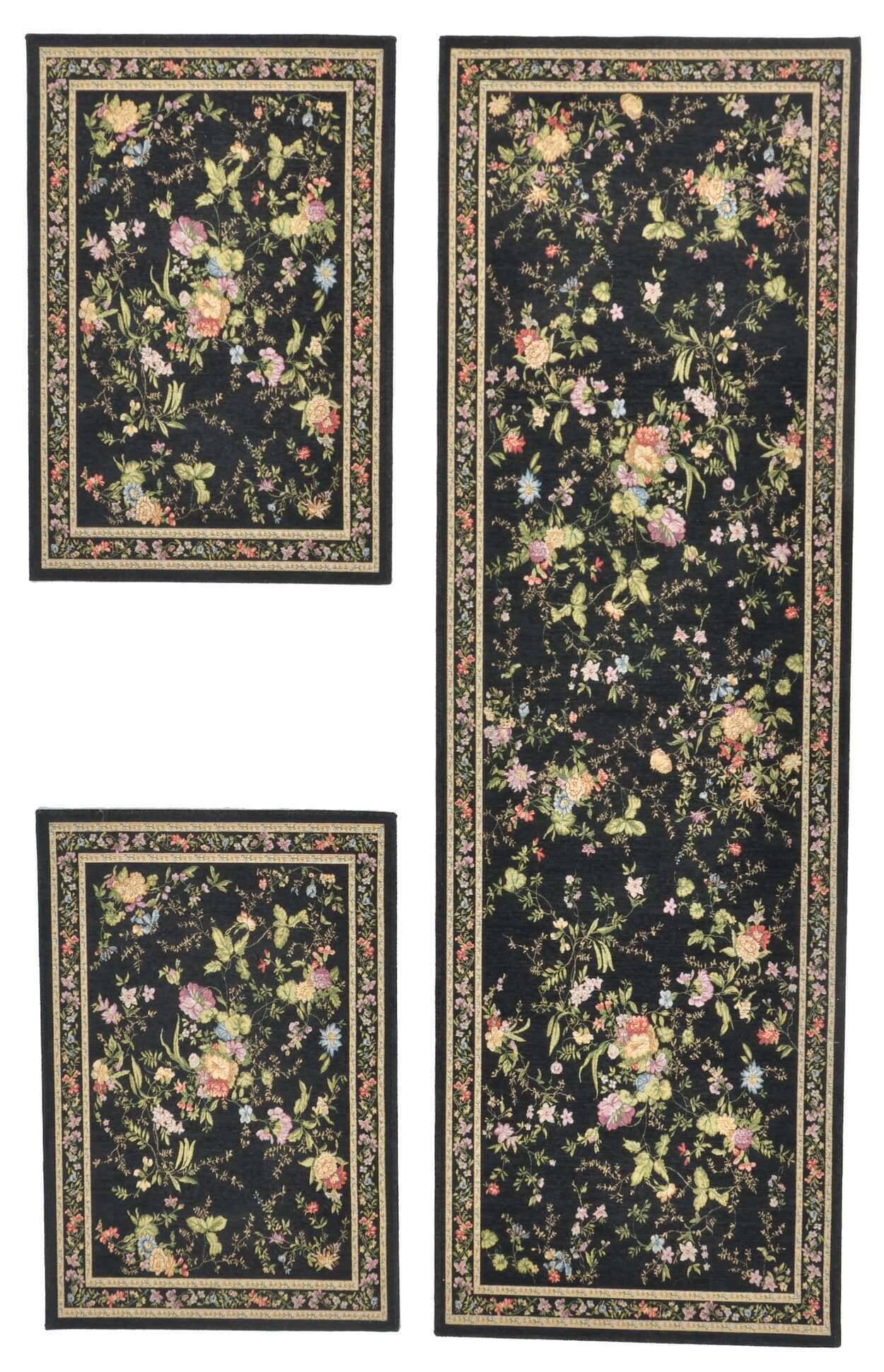 Flomi_Sagrini_600Black_419934_1 Flomi Sagrini Flachgewebe Blumendesign Teppich Modern