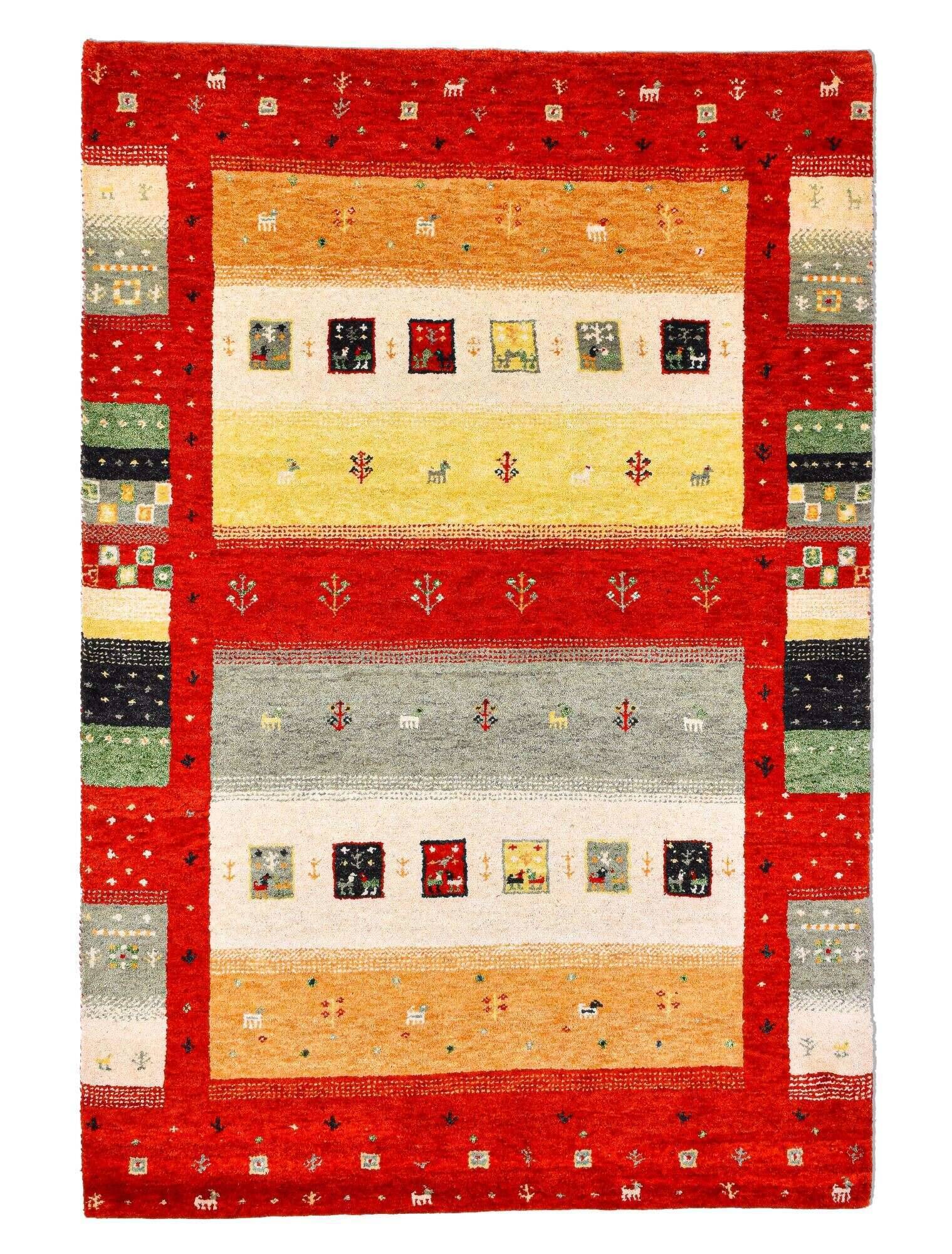flair_zo-2001-17_200red_408707_1 Gabbeh Teppich 160x230cm Flair Handgeknüpft Schurwolle Bunt