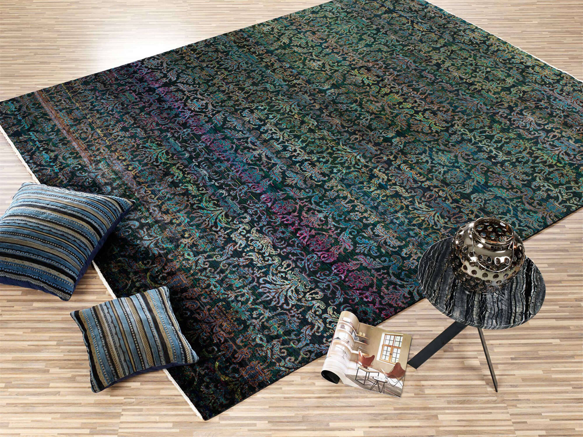 ORI16-445-11 ART Design Teppich Seide grün im Wunschmaß