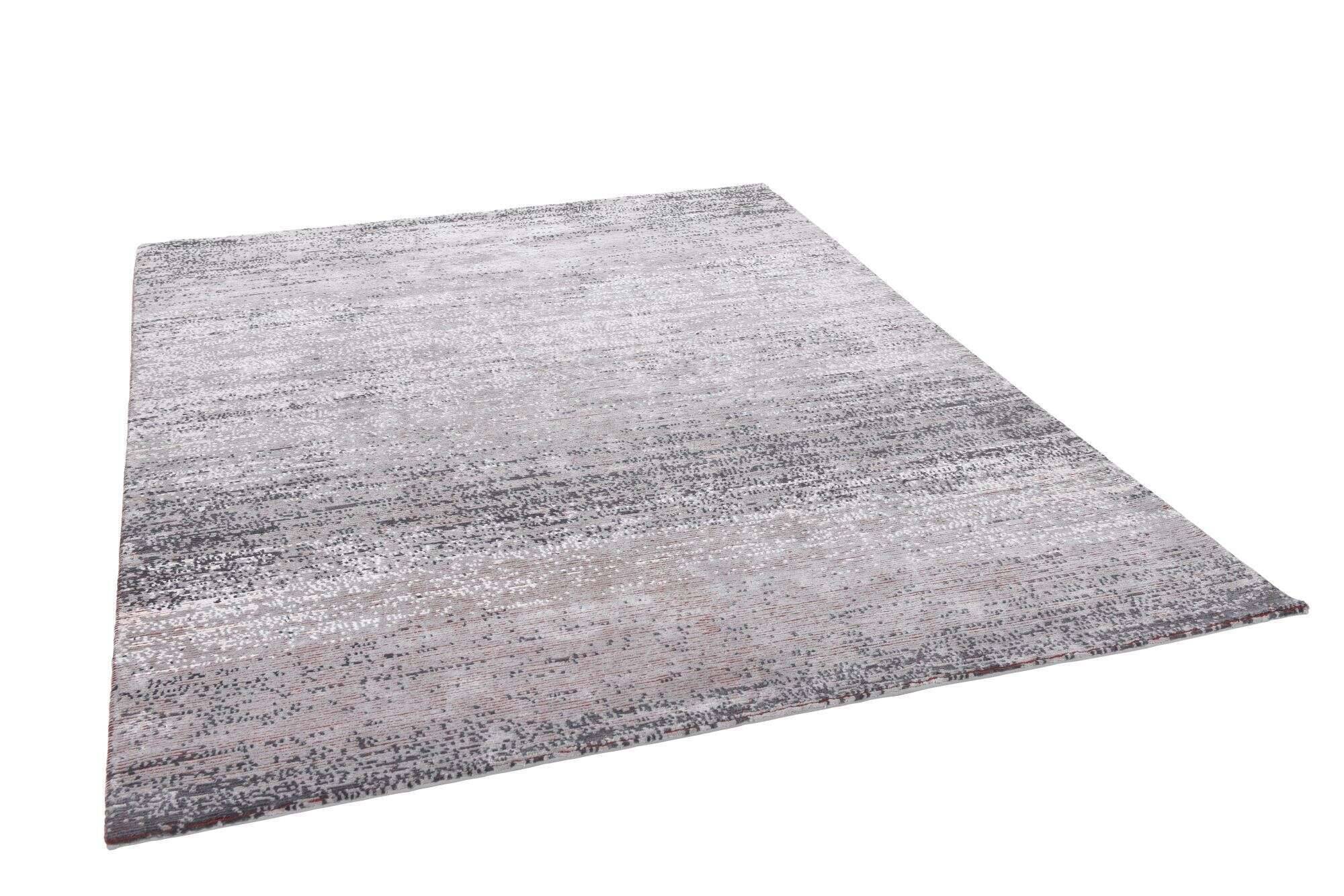 ribeyesilk60_c750_666greyred_427582_2 Nepal Teppich Rib Eye Silk 60 Design Seide Wolle 142x201 cm