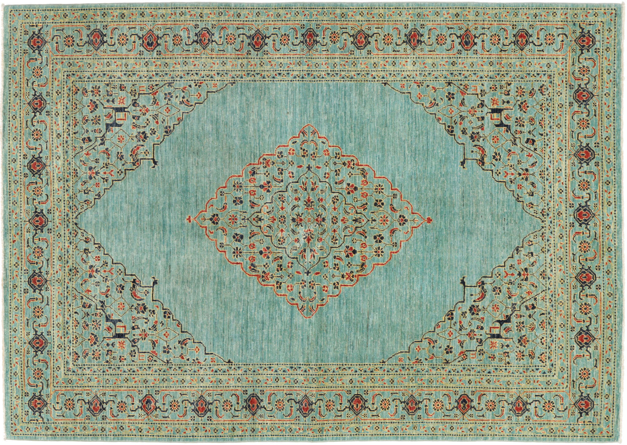 Ziegler Teppich 173x242 cm Orientteppich grün Handgeknüpft Wolle