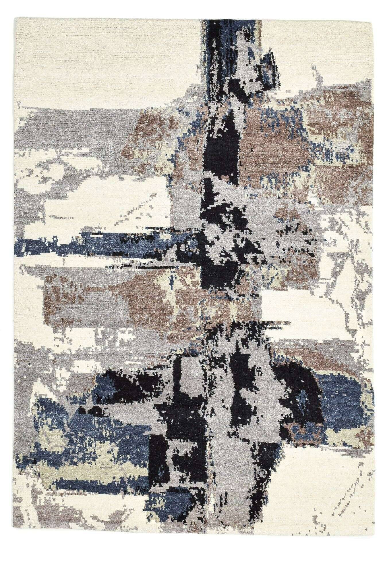 Sangri Teppich Nepal Design Wolle bunt Handgeknüpft 163x234 cm