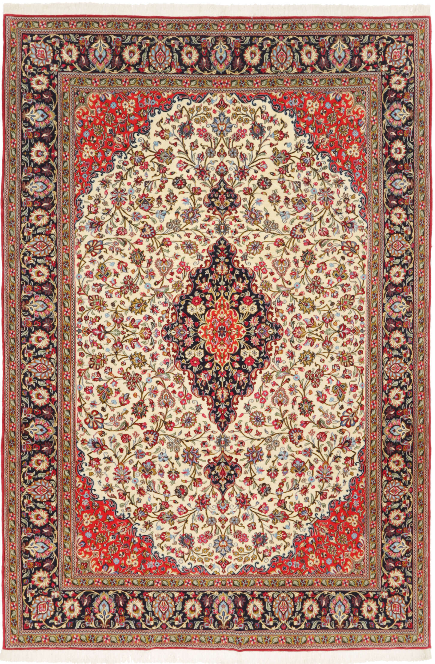 Teppich Ghom Kork 221x310cm Handgeknüpft Persischer Teppich fein