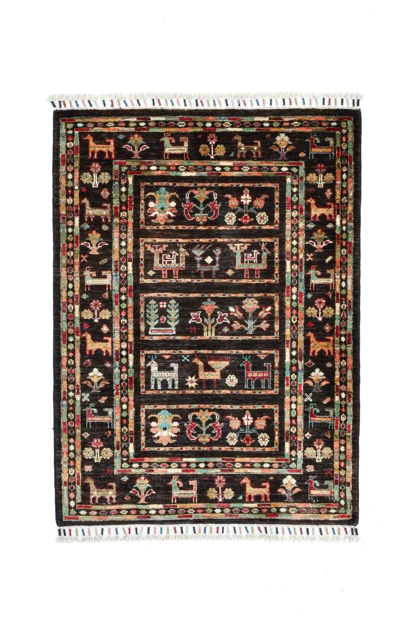 kandashah_1506_610black-multi_434844_1 Kandashah Ziegler Teppich Handgeknüpft Klassisch braun 087x118cm