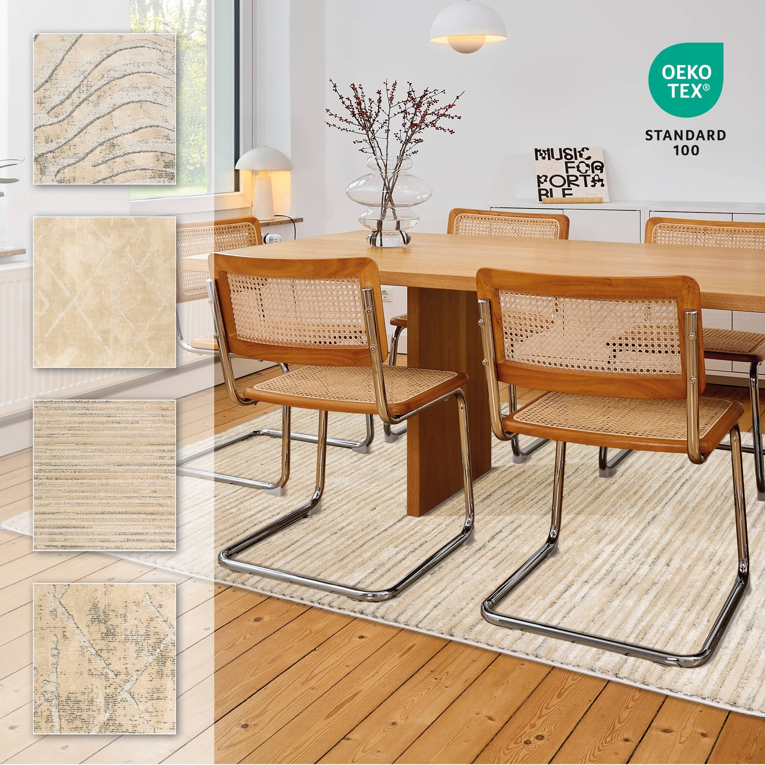 Wohnteppich Lou D.253 C. 003 Streifen creme-grau