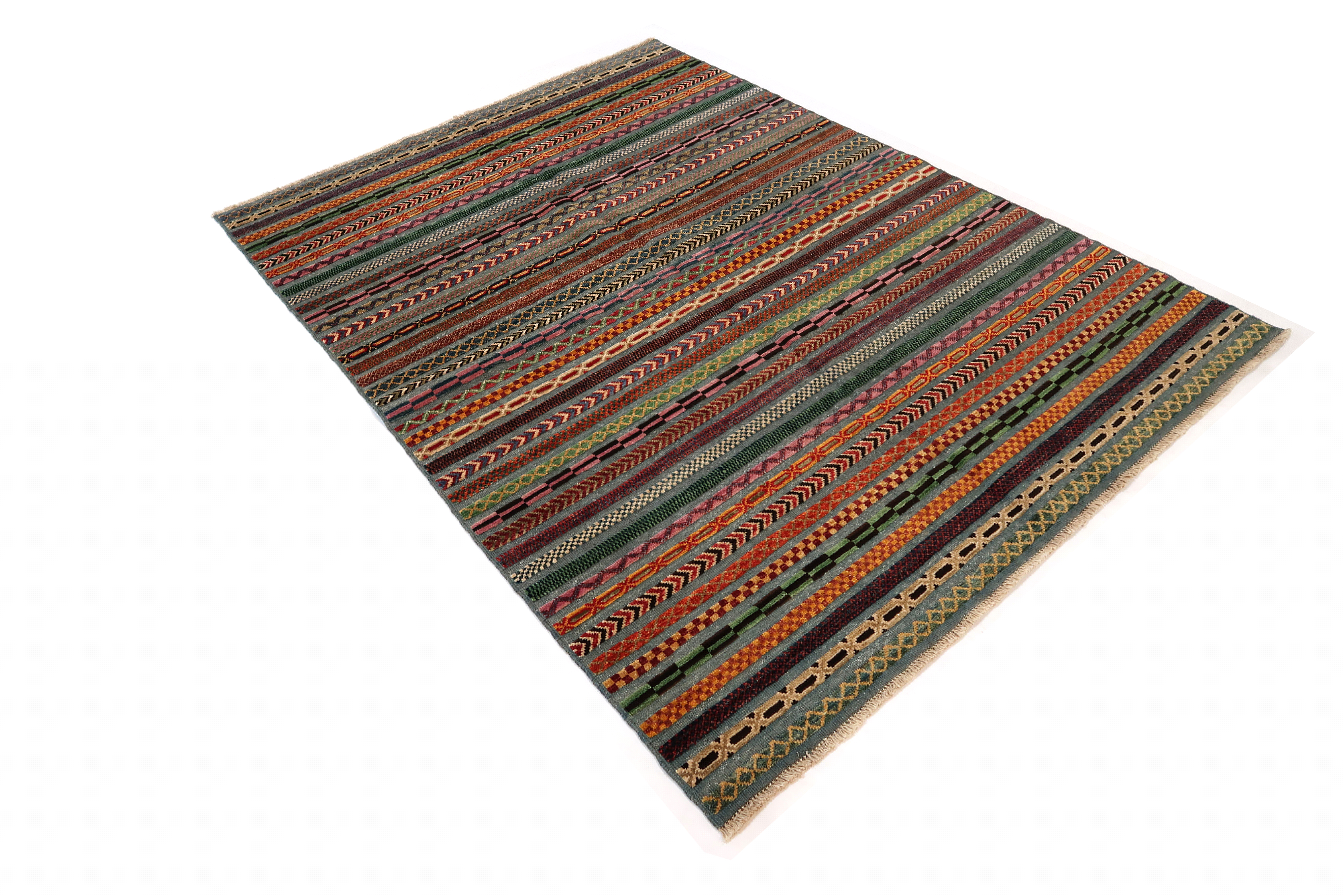 Wunschmaßteppich Funky Lines Orientteppich Handgeknüpft Schurwolle