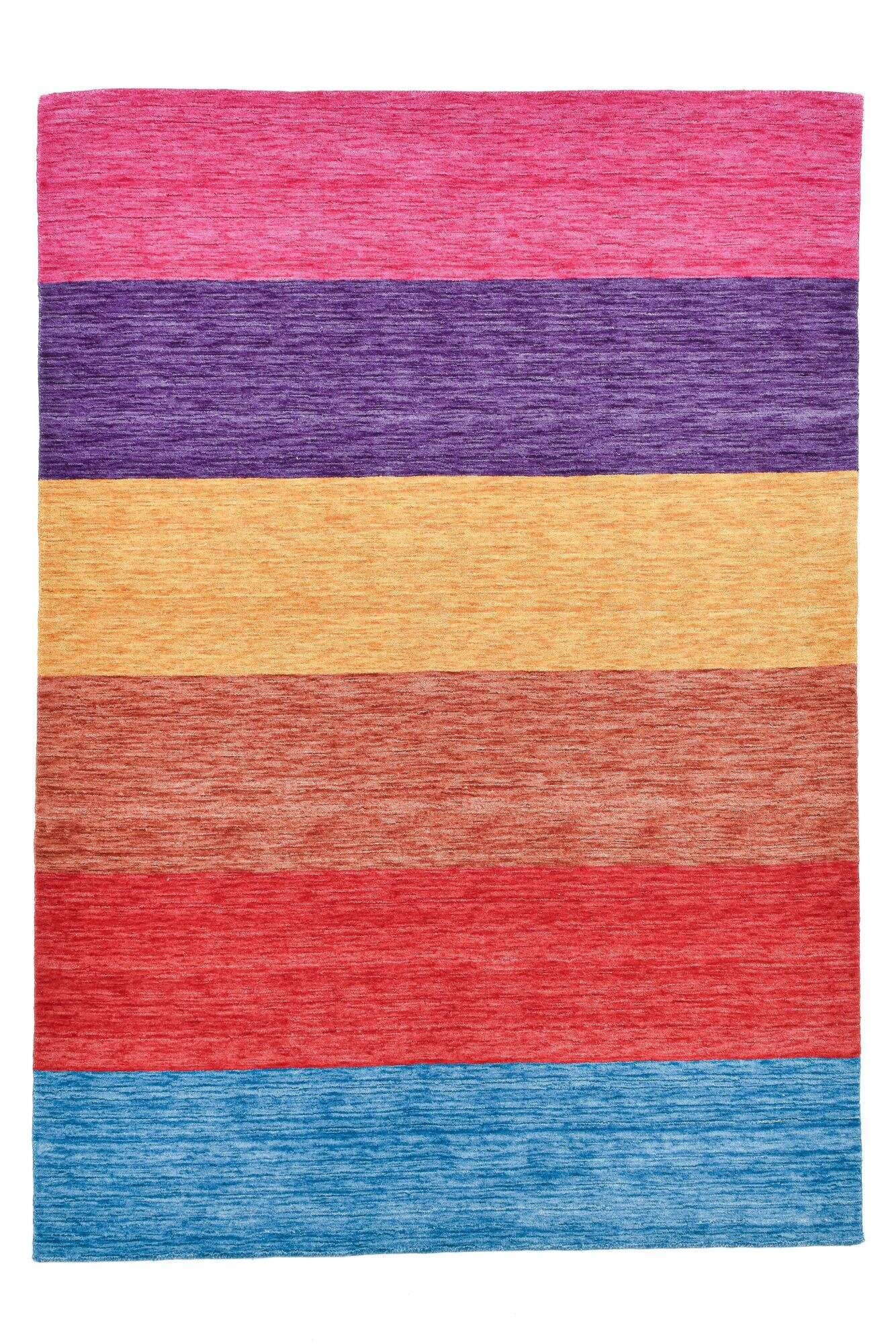 Handwebteppich Holi Schurwolle Naturteppich Bunt Multicolor