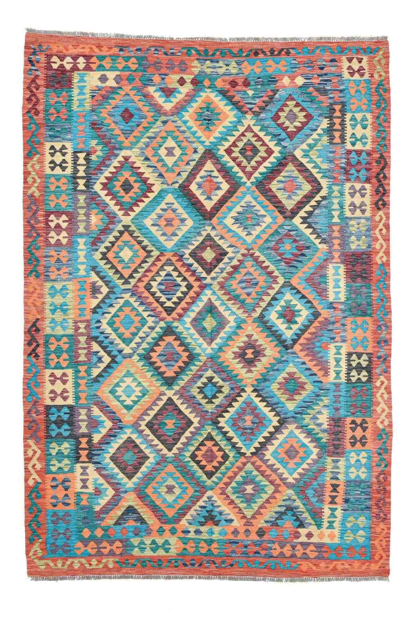 tablashah_3979_800multicolor_434953_1 Kelim Teppich Tablashah Handgewebt Schurwolle bunt 197x291cm