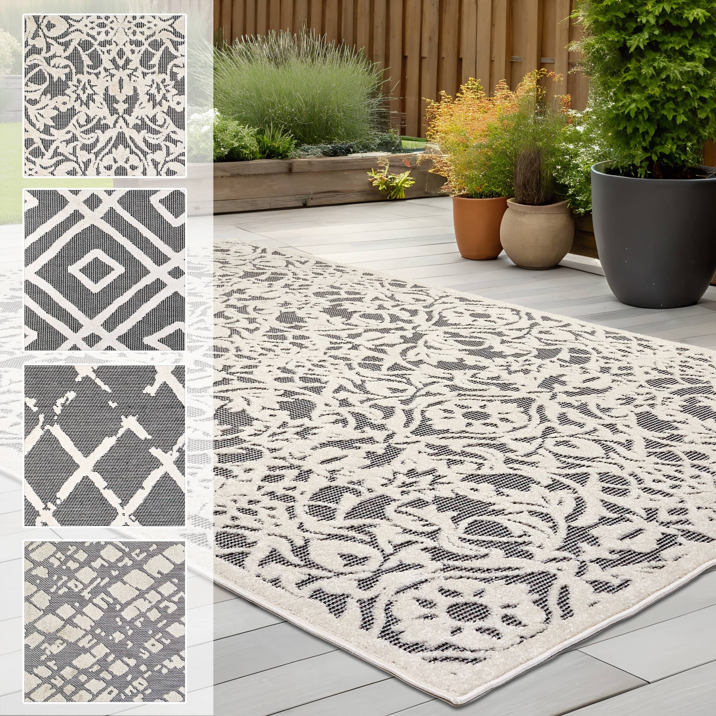In- und Outdoor Teppich Serina D.253 C.004 Ornamente grau/weiß