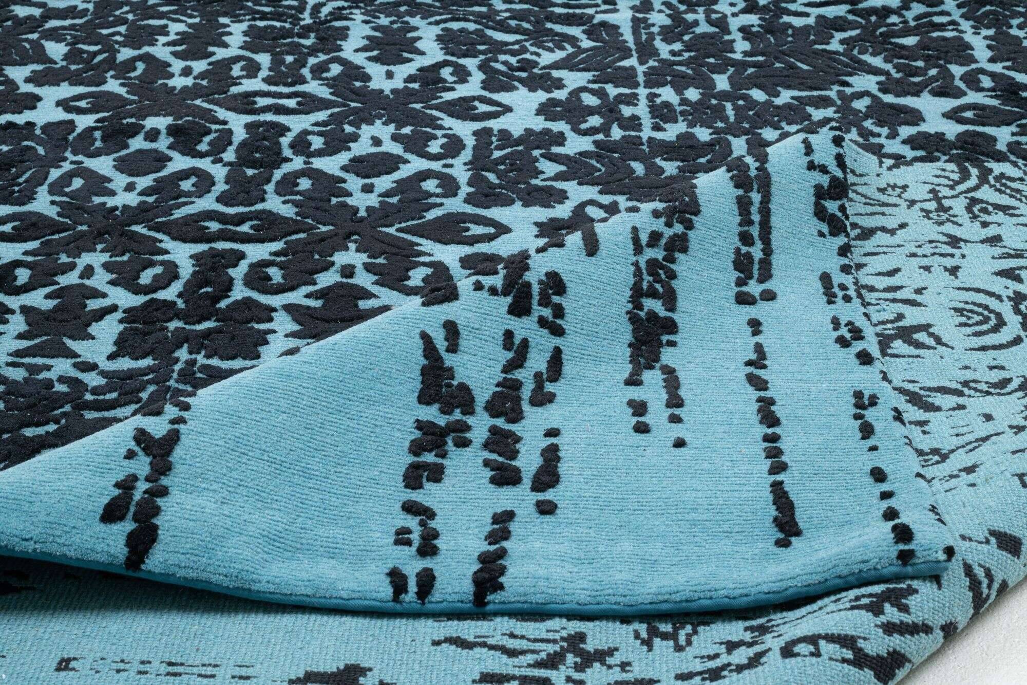 Nepal Teppich Jabu Silk 60 Wolle Seide Design ca.250x300cm blau