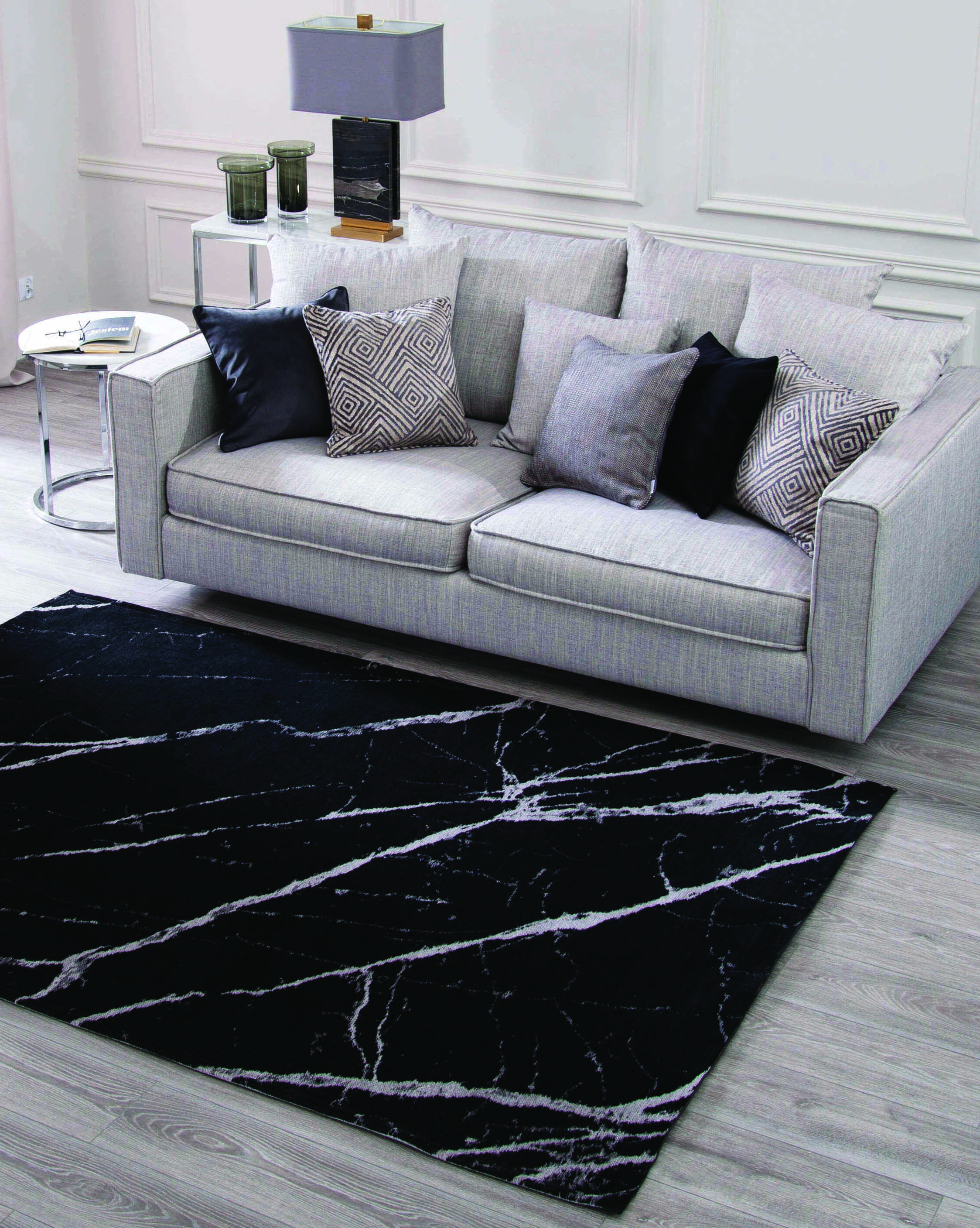 Moderner Teppich PIETRA BLACK - Waschbarer Teppich Moderner Teppich PIETRA BLACK - Waschbarer Teppich