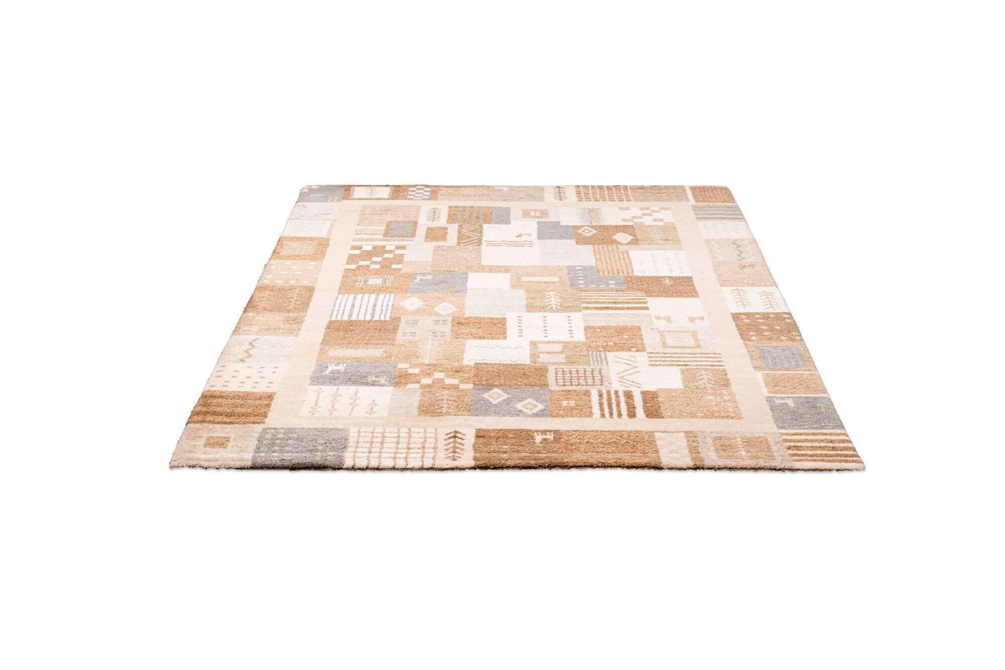 nomade_zo-1998-16_653greymulti_408008_22 Gabbeh Teppich Nomaden 160x230cm Handgeknüpft Schurwolle beige