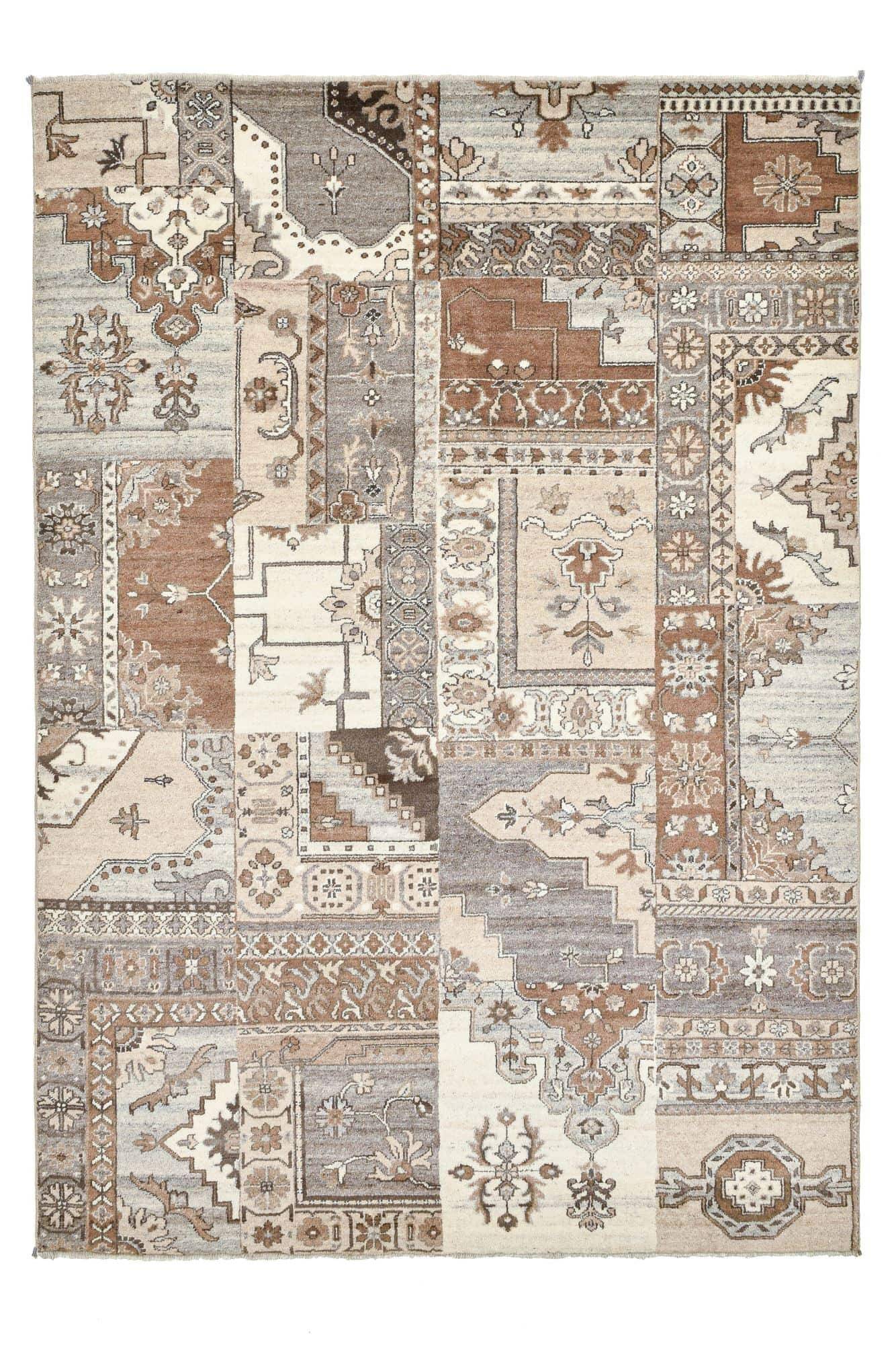 Patchwork Teppich PATCH Handgeknüpft braun-multi 170x240cm Patchwork Teppich PATCH Handgeknüpft braun-multi 170x240cm