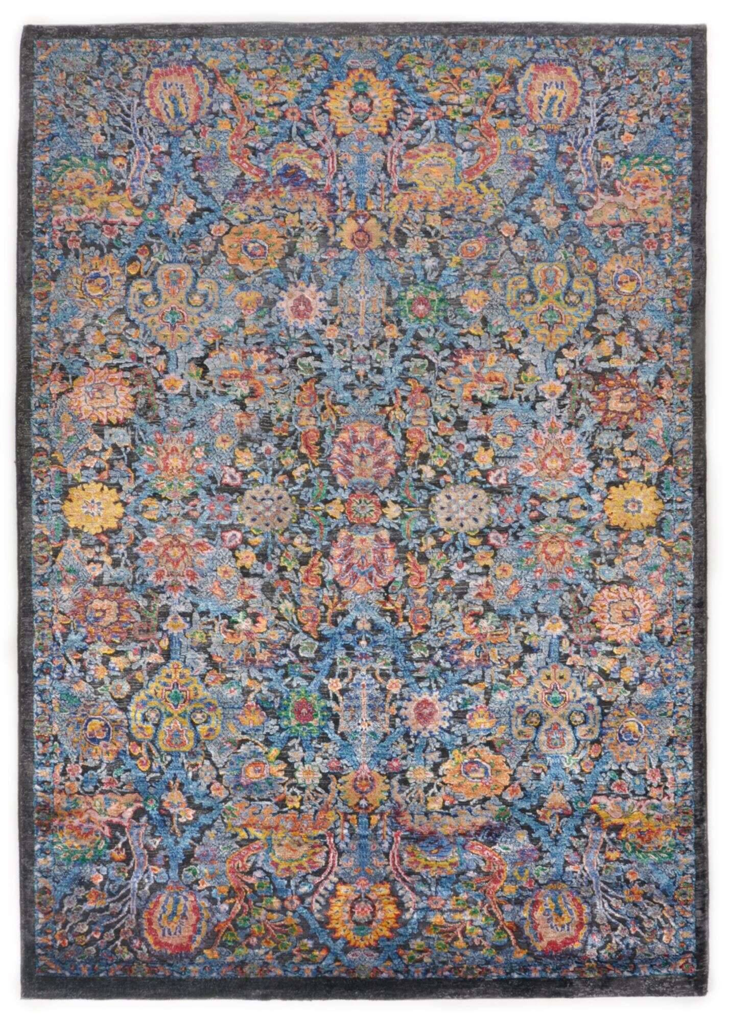 sadra_md04_610blackmulti_416976_1 Design Teppich Sadra Handgeknüpft schwarz- bunt 163x237 cm