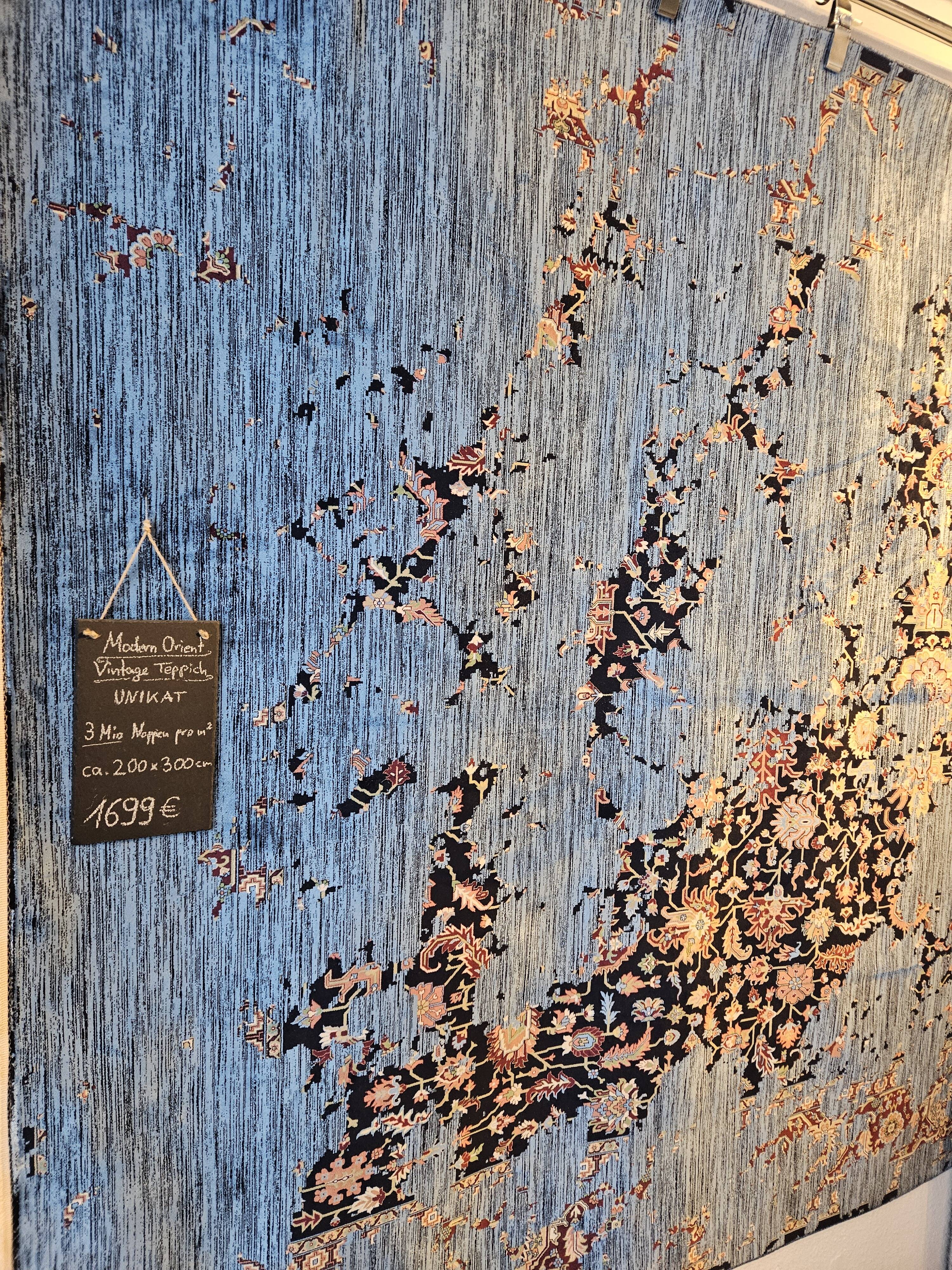 Modern Orientteppich 200x300 cm blau-multi "EINZELSTÜCK" Modern Orientteppich 200x300 cm blau-multi "EINZELSTÜCK"