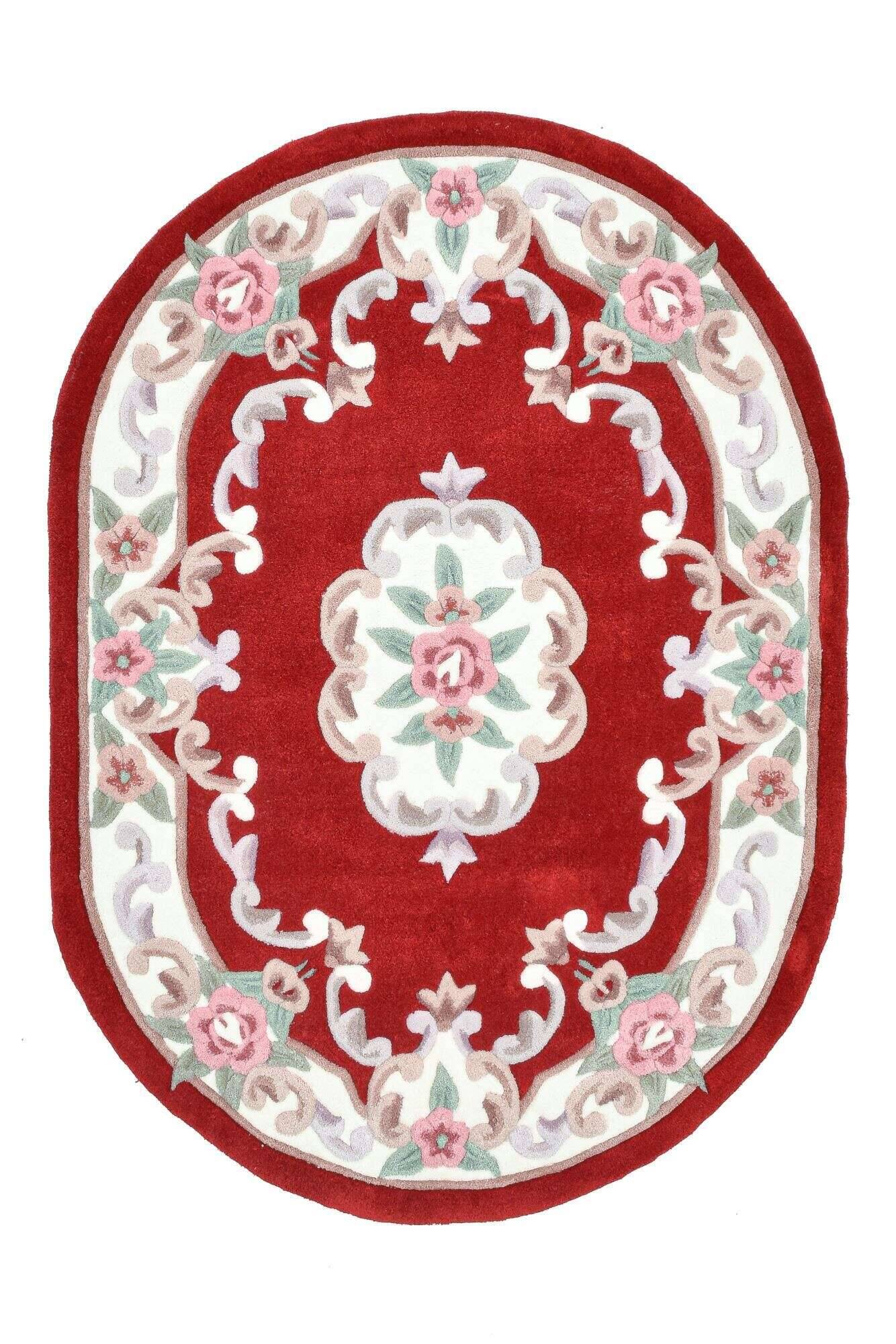 mingoval_501_200red_300737_1 Ming Aubusson China Teppich rot oval Teppich mit Blumen