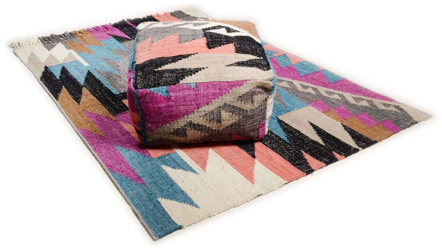 Vintage_funkykelim_800multi_kombi Kelim Teppich Funky Handgewebter Naturteppich aus Wolle