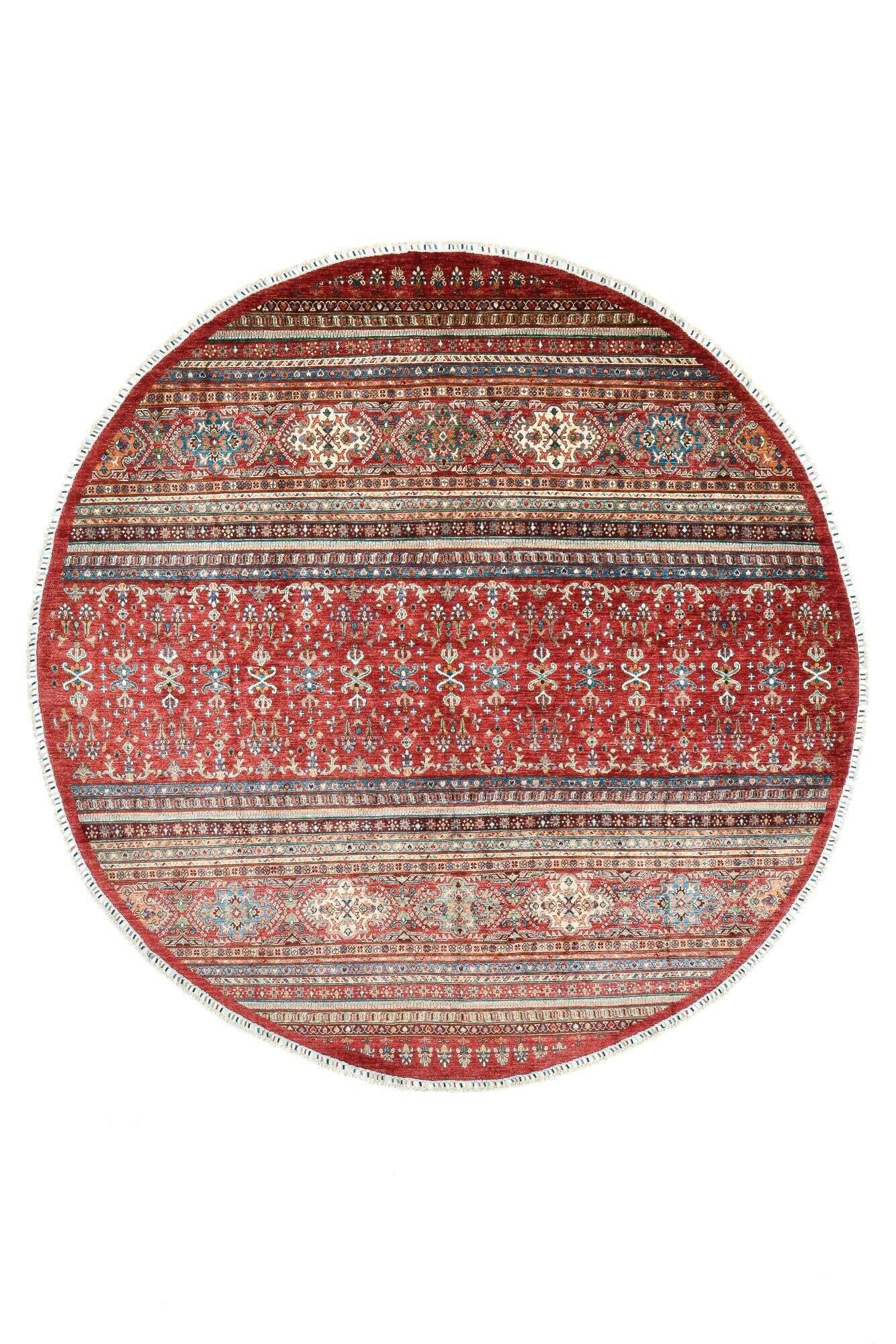kandashah_0365_203redmulti_431156_1 Handgeknüpfter Orientteppich Kandashah 298x298cm rund