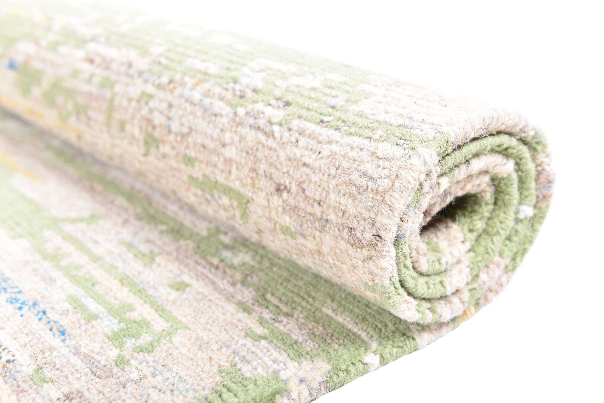 Handgeknüpfter Nepal Teppich Fangri grün 162x232cm