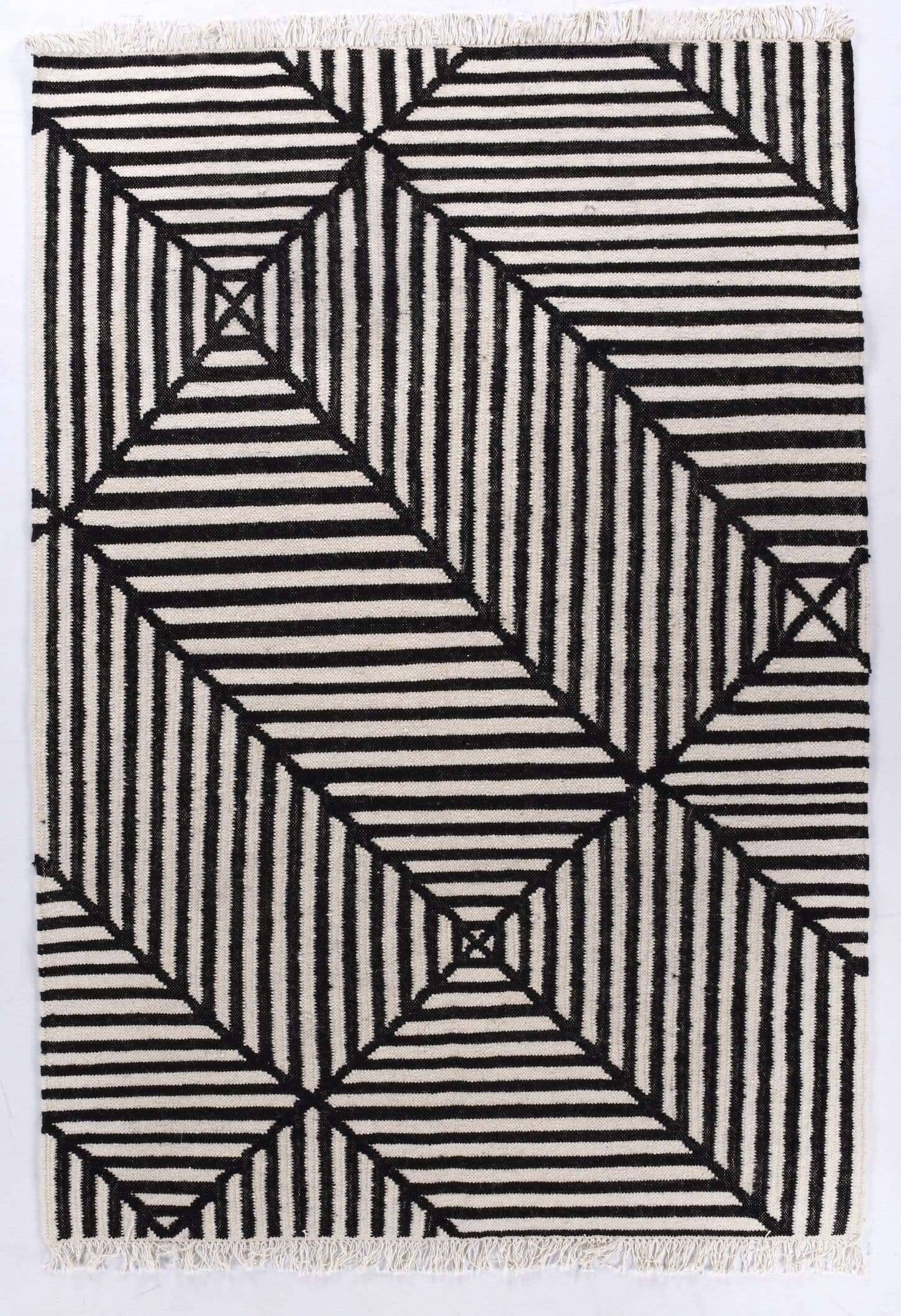 Vintage_CrissCross_blackwhite615_415972_1 Kelim Teppich Criss Cross Naturteppich modern