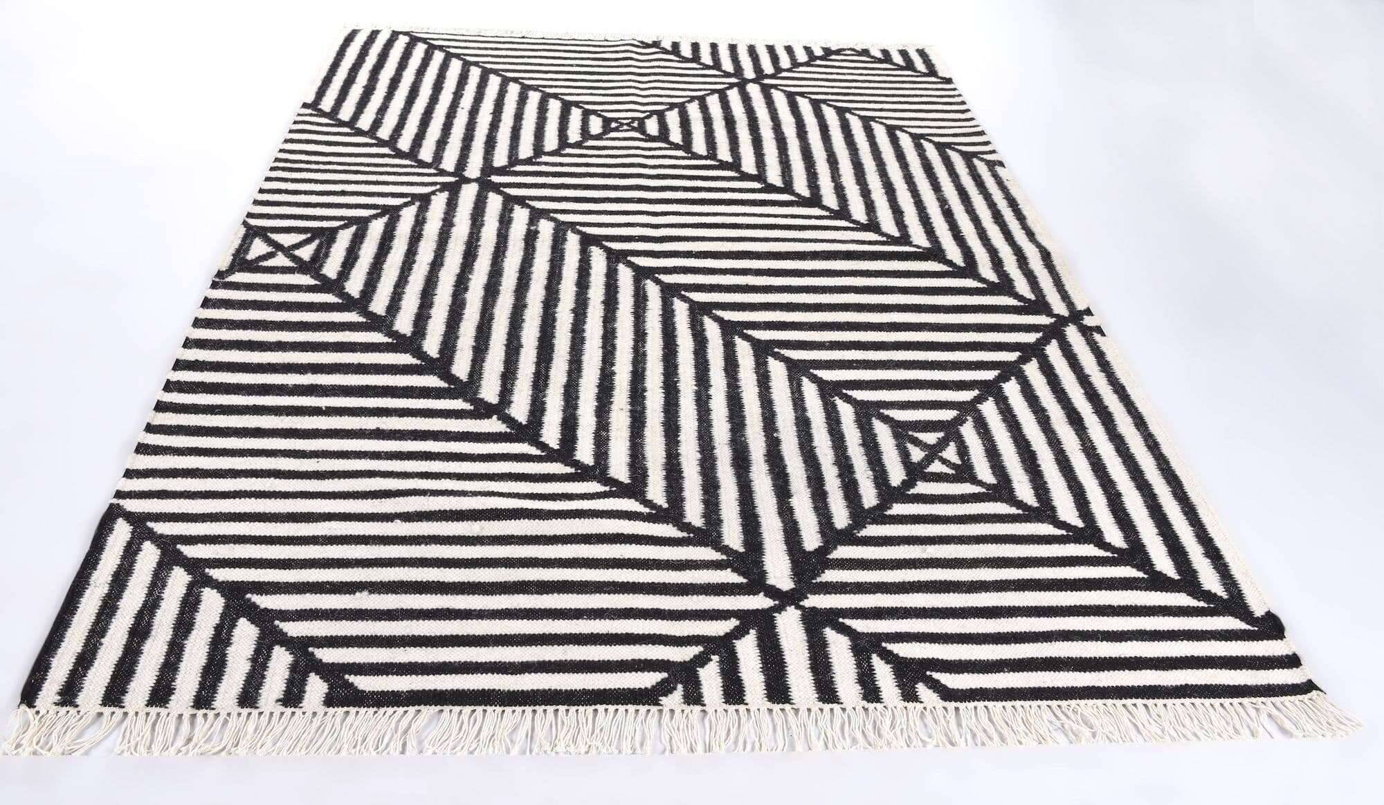 Vintage_CrissCross_blackwhite615_415972_12 Kelim Teppich Criss Cross Naturteppich modern