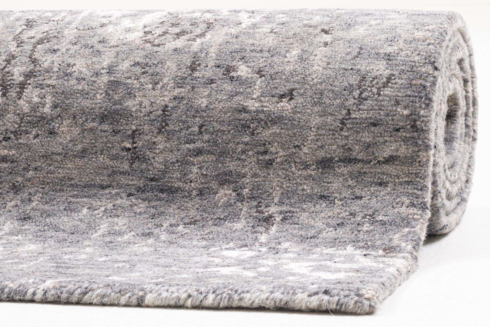 Vintage Teppich Queenscity 160x230cm Handgeknüpft Wolle Viskose Grau
