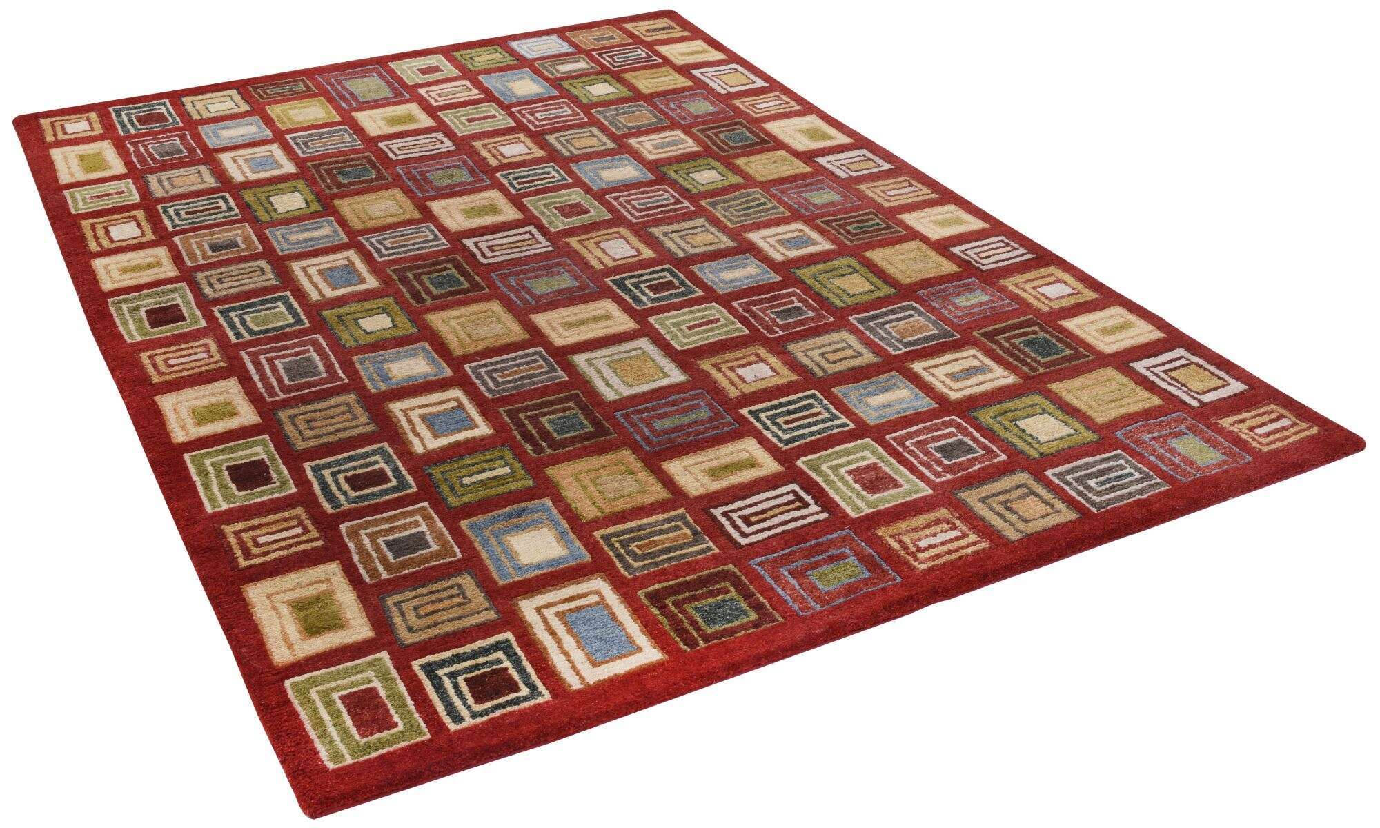 Nepal Teppich Design Talonga Handgeknüpft rot bunt 170x240 cm